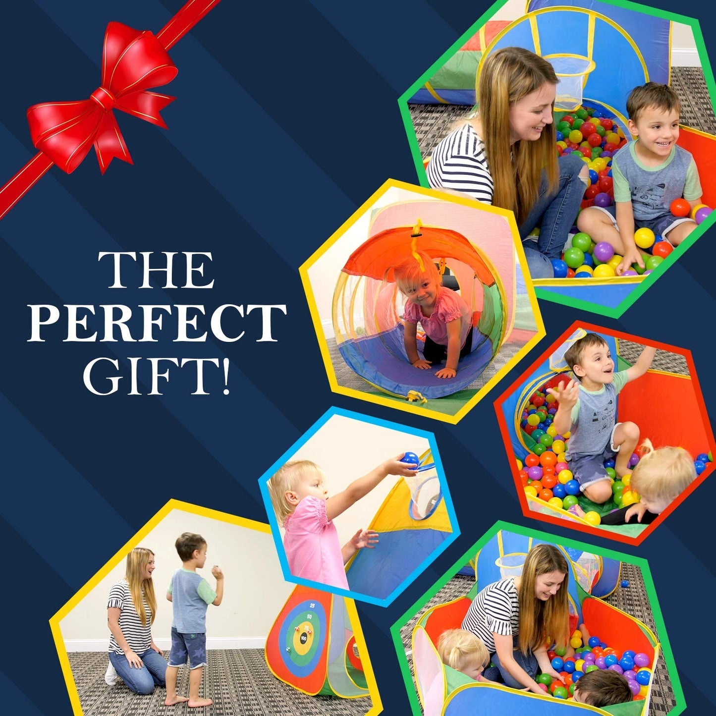 5pc Kids Ball Pit Tents & Tunnels Set, Toddler Play Gym with Crawl Tunnel, Indoo4