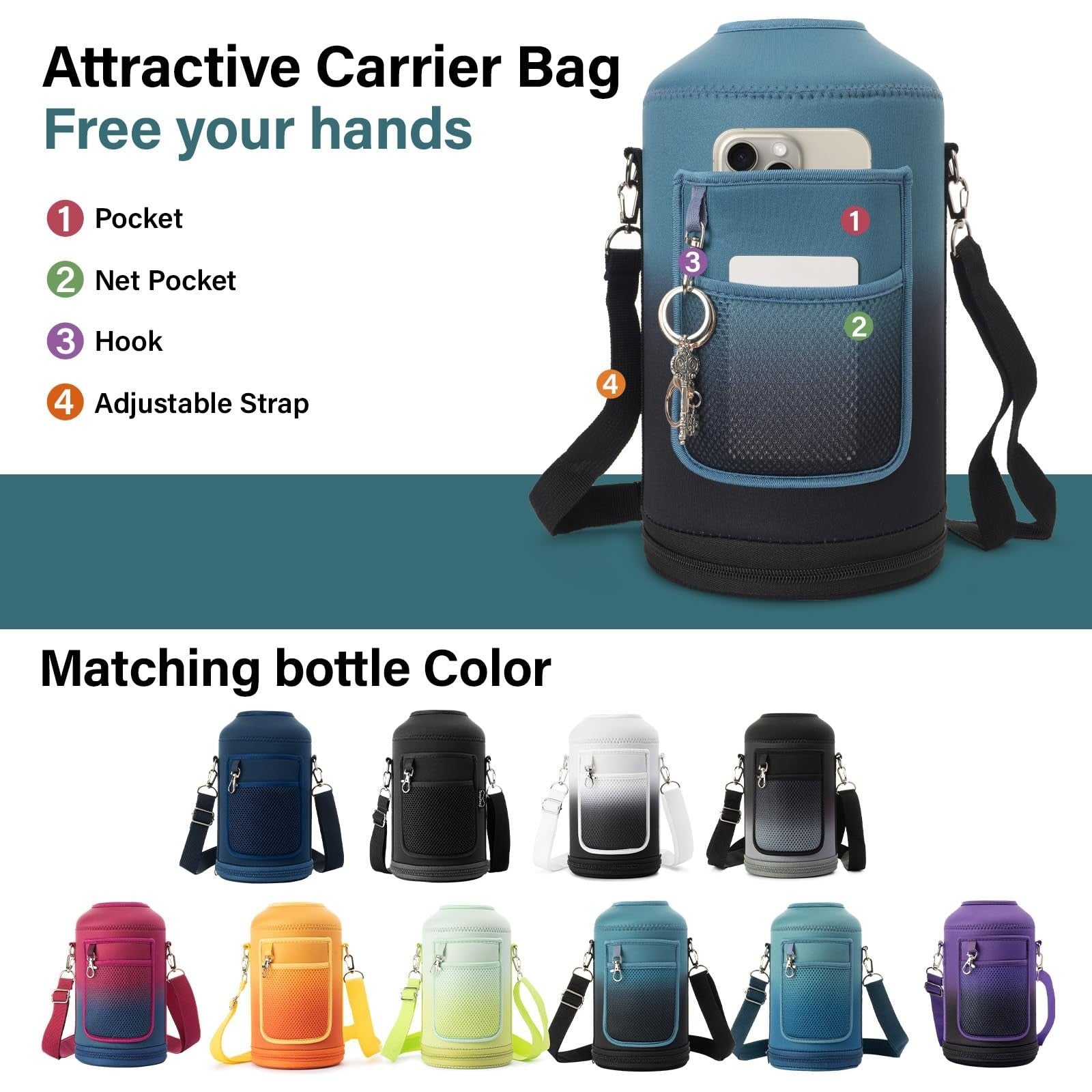 1 Gallon Insulated Water Bottle - Thick Stainless Steel, Portable Sports Jug, BP5