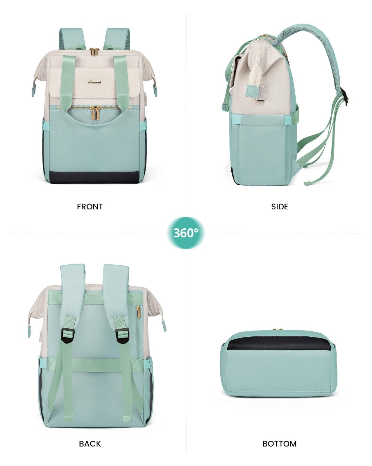 Stylish 15.6" Laptop Backpack for Women, USB Port, Waterproof Travel Bag, 2PCS8