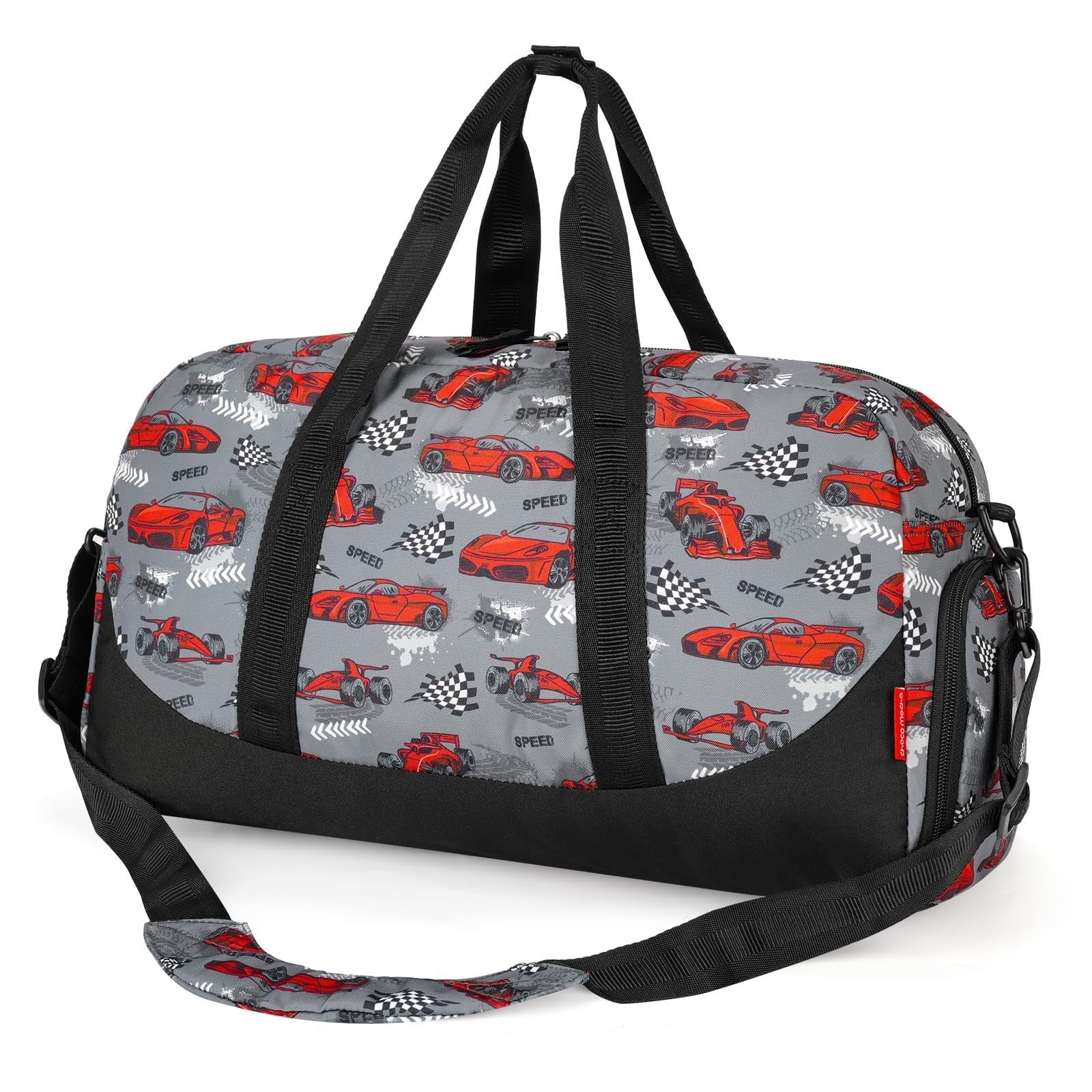 Kids Duffle Bag - Boys Cars Overnight Travel Bag with Shoe Compartment, Large Gy1
