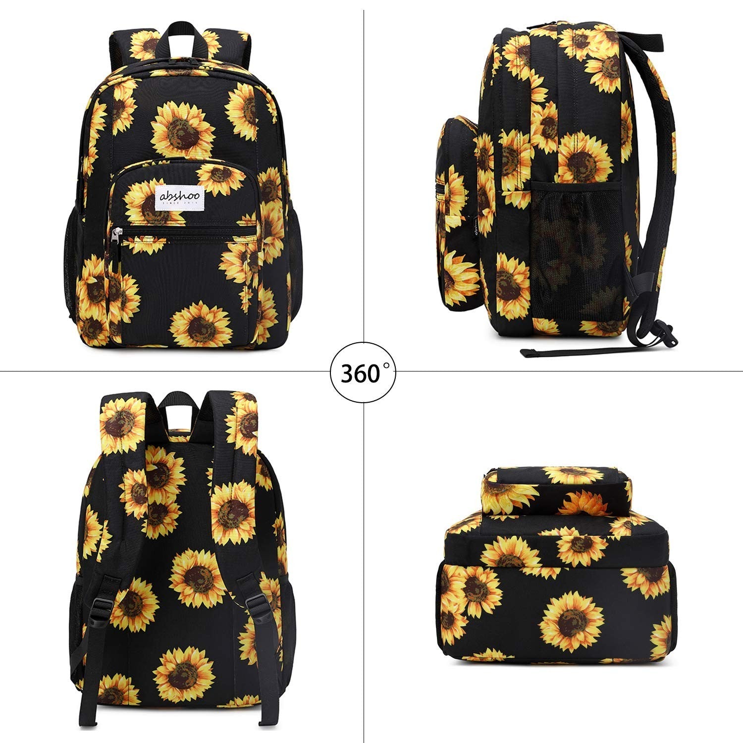 Sunflower Print Women's Backpack, Water Resistant School Bag for Teens, College3
