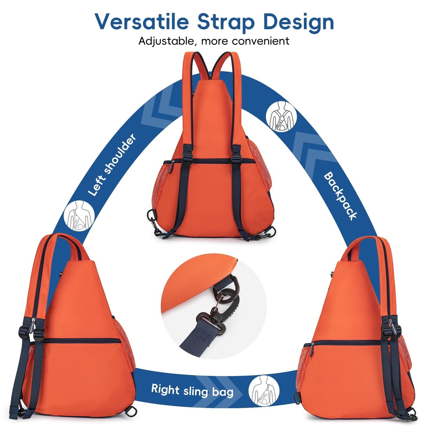 Ultra-Light Pickleball Sling Backpack, Soft Fabric, Wet/Dry Pocket, Holds 4 Padd3