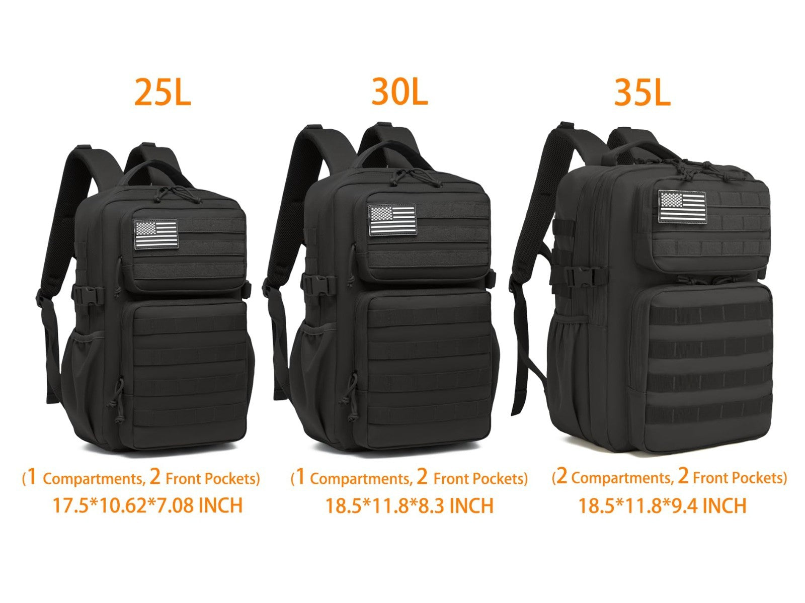 Waterproof Military Tactical Backpack   3 Day Assault Pack, Molle Daypack with W3