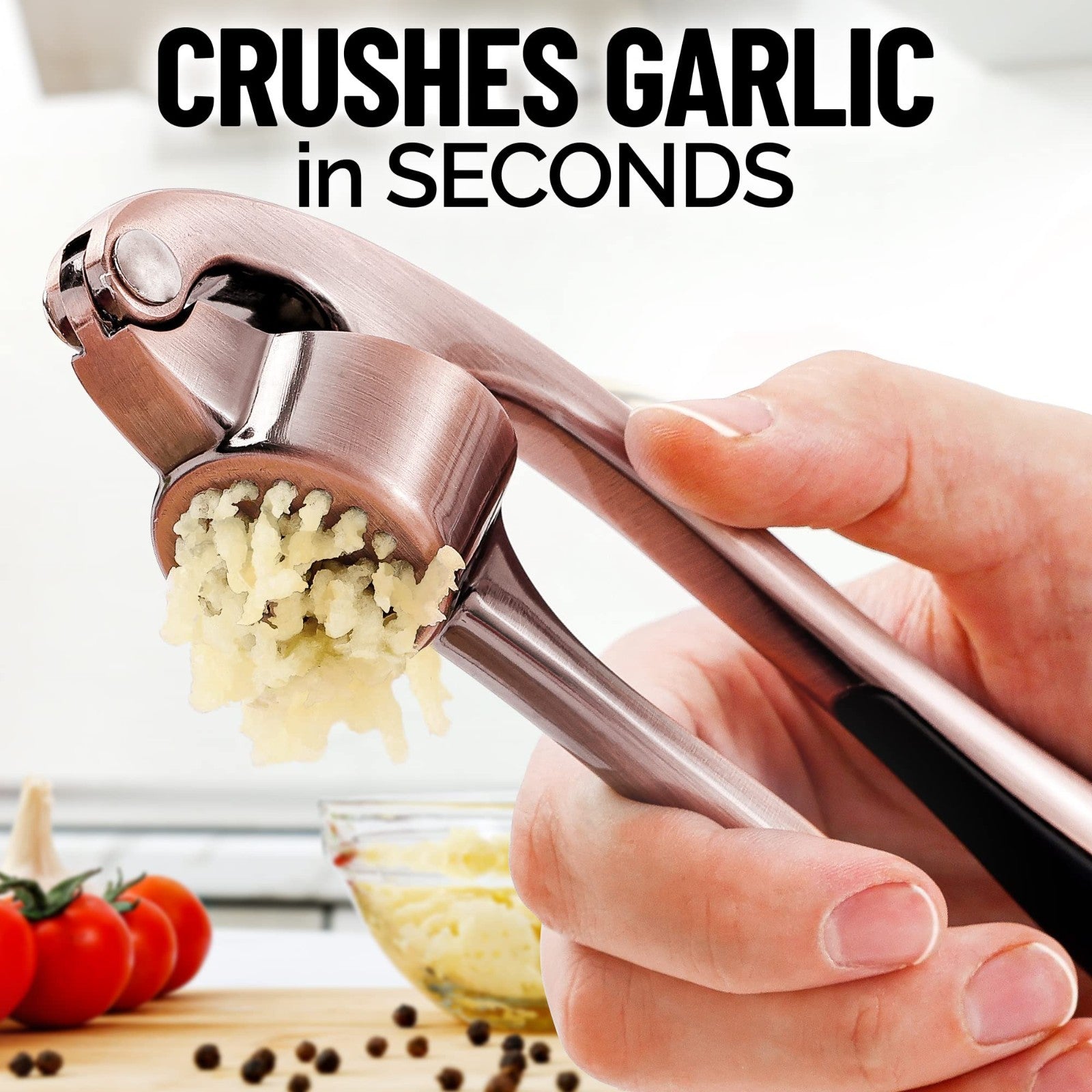 Premium Garlic Press Set   Rust Proof Mincer Tool, Easy Squeeze, Ergonomic Handl3