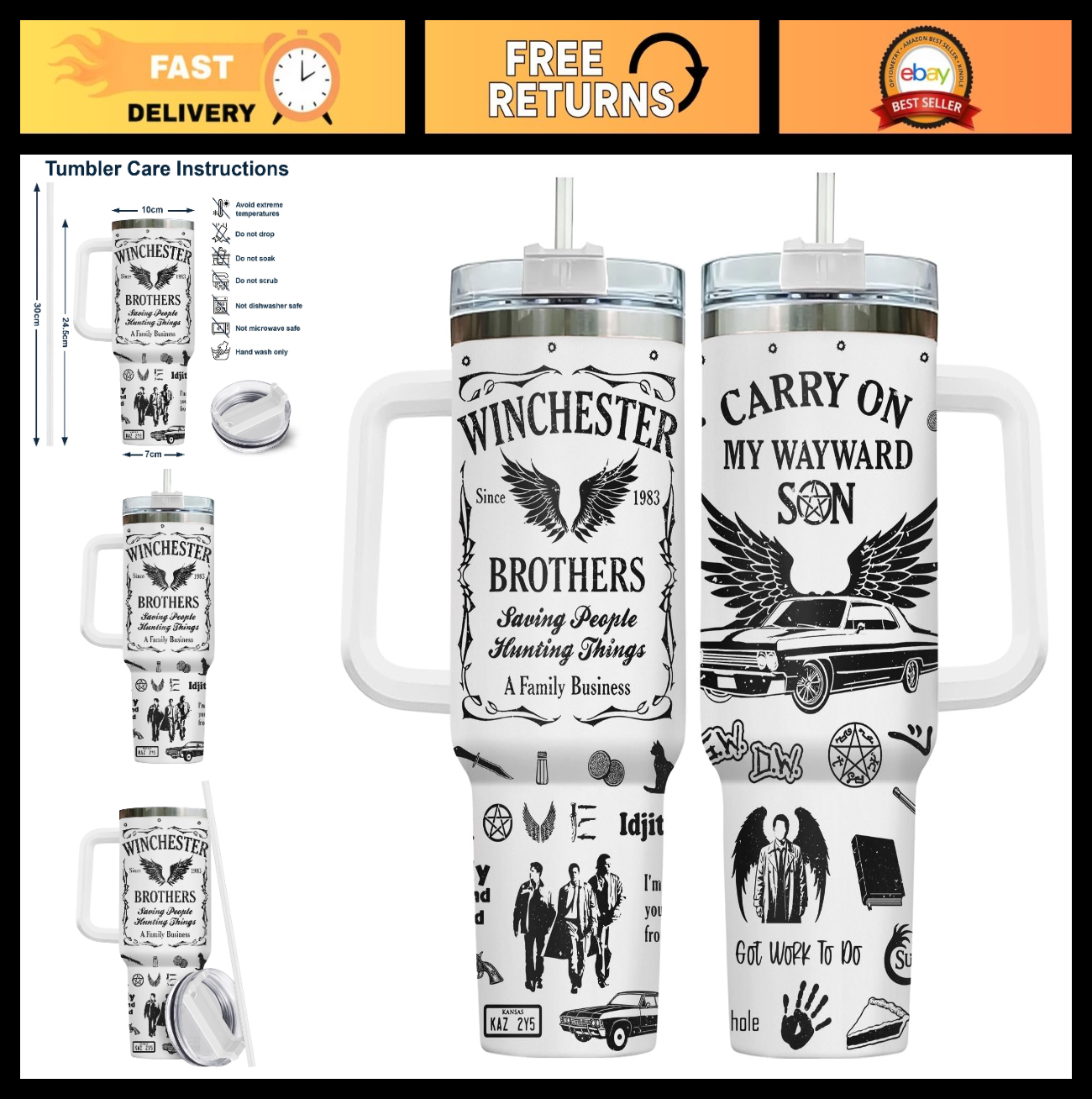 40oz Insulated Tumbler with Handle & Straw   Perfect Gift for Paranormal Fans0