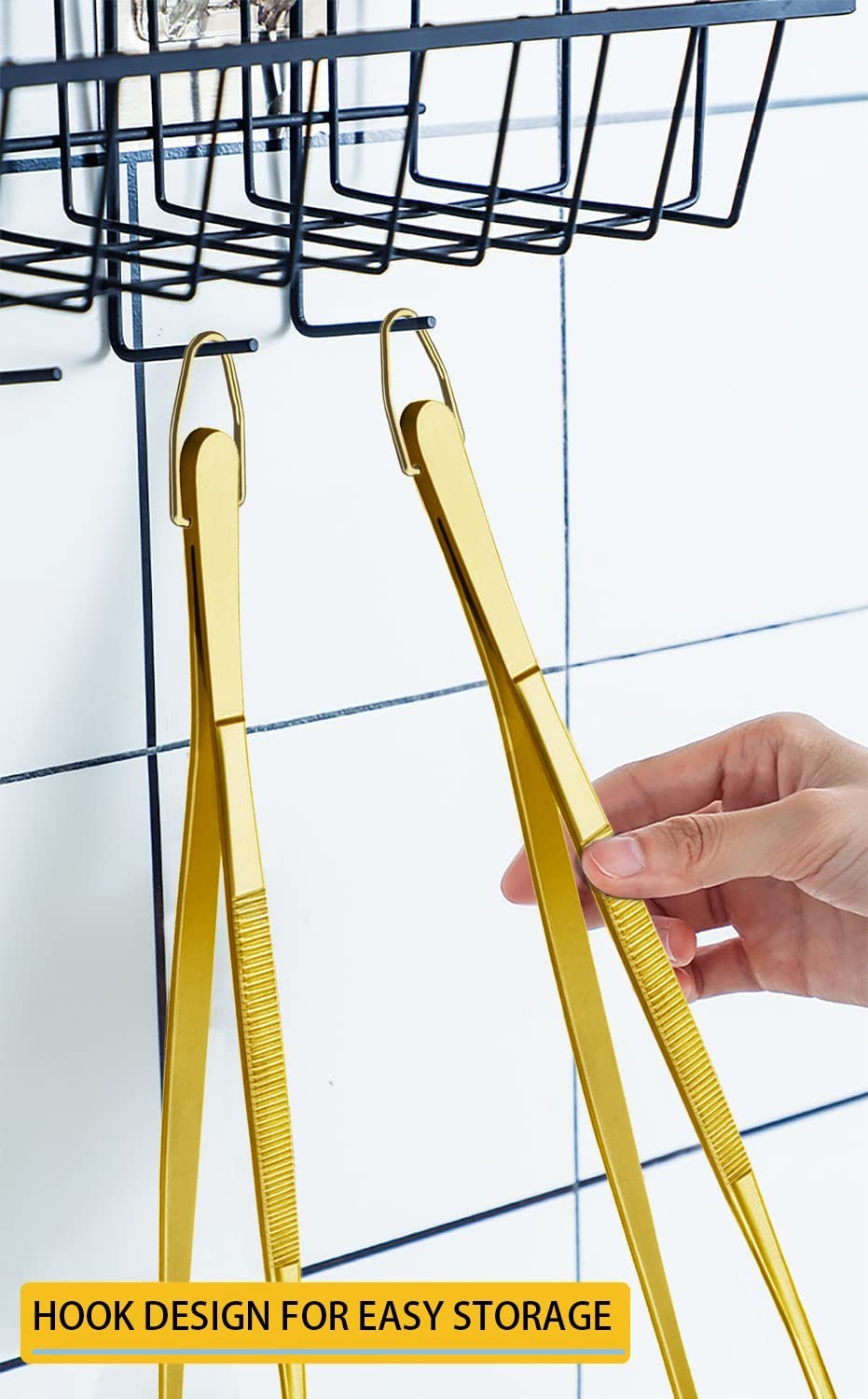 12 Inch Stainless Steel Cooking Tweezers   Set of 2 Kitchen Food Tongs (Gold)3
