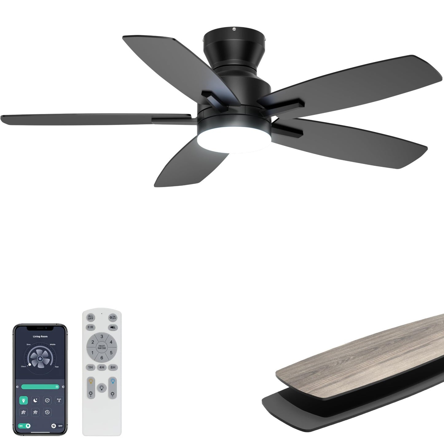 42" Low Profile Ceiling Fan with Lights, Remote/APP Control, Dimmable LED, Quiet1