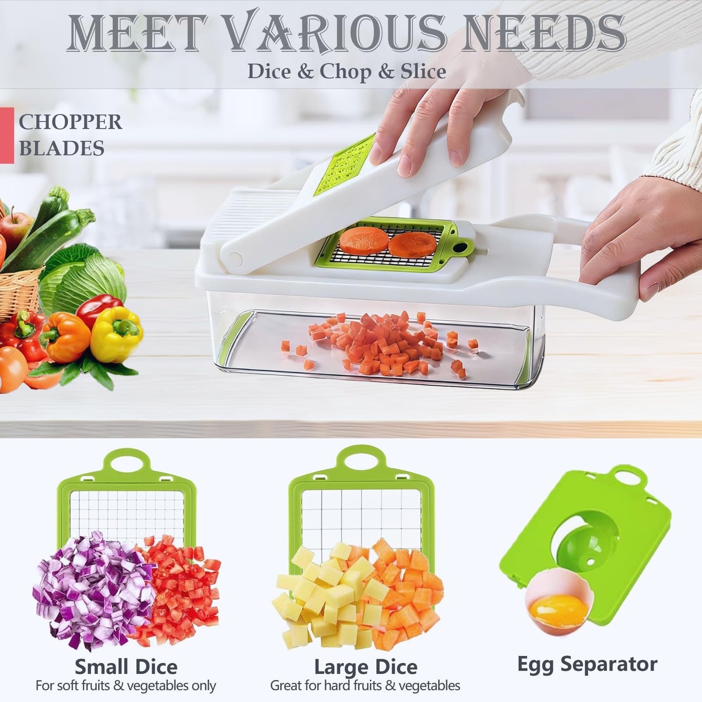 16 in 1 Mandoline Slicer & Spiralizer, Veggie Chopper with Container for Salads2