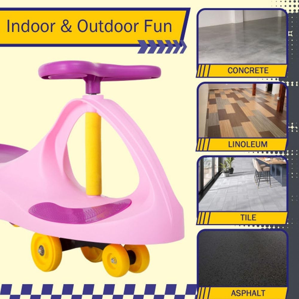 Wiggle Car Ride-On Toy for Kids 3+, Pink, Fun Indoor/Outdoor Activity Vehicle3