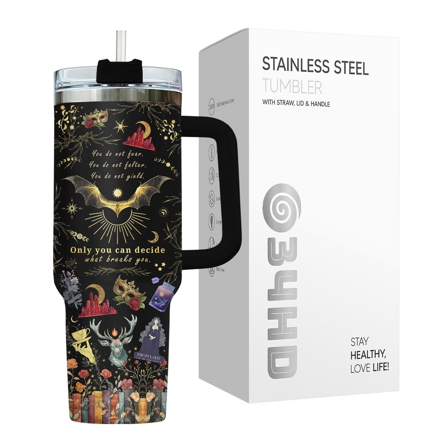 40oz Fantasy Romance Tumbler   Night Sky Mountains Travel Mug, Aesthetic Gift fo5