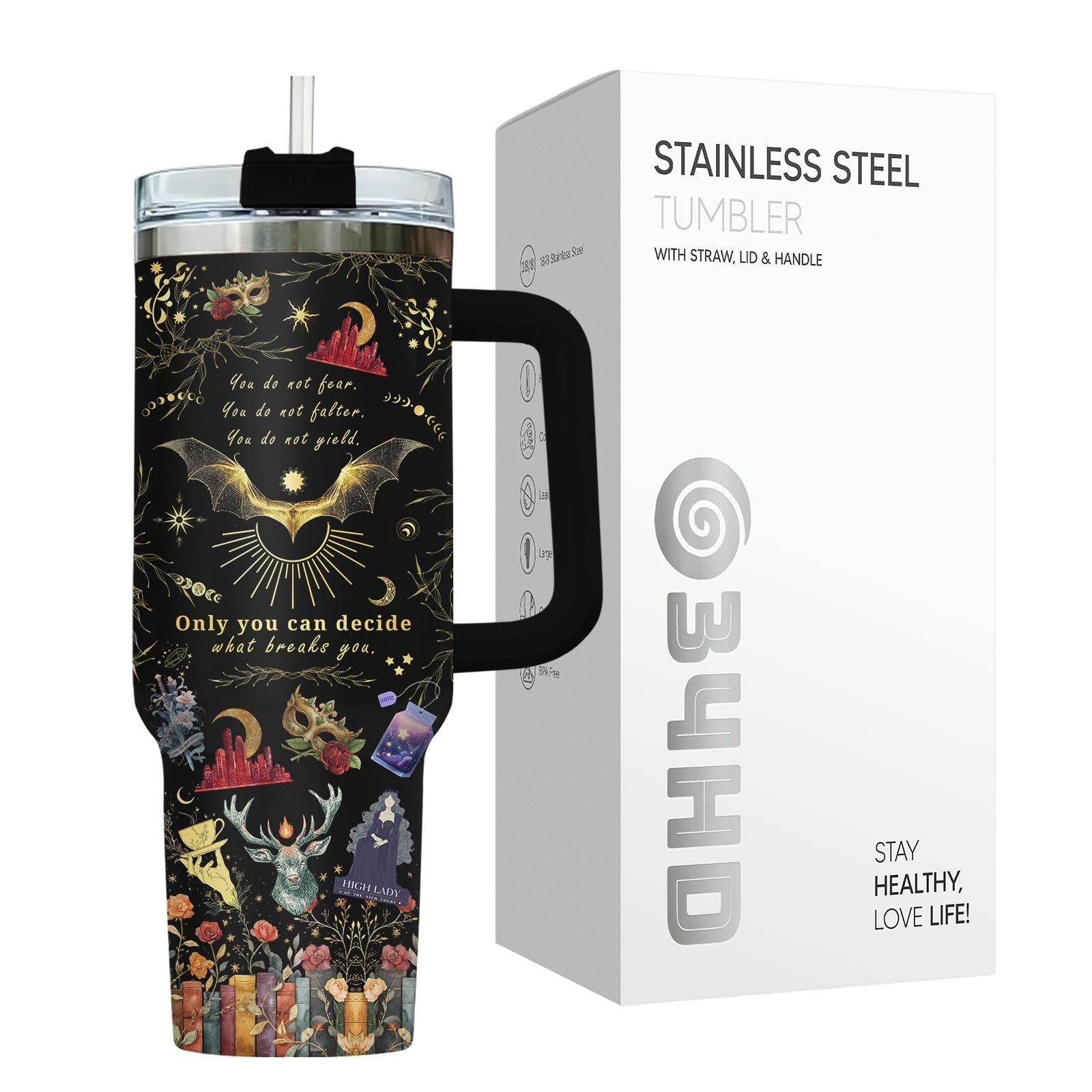 40oz Fantasy Romance Tumbler   Night Sky Mountains Travel Mug, Aesthetic Gift fo5