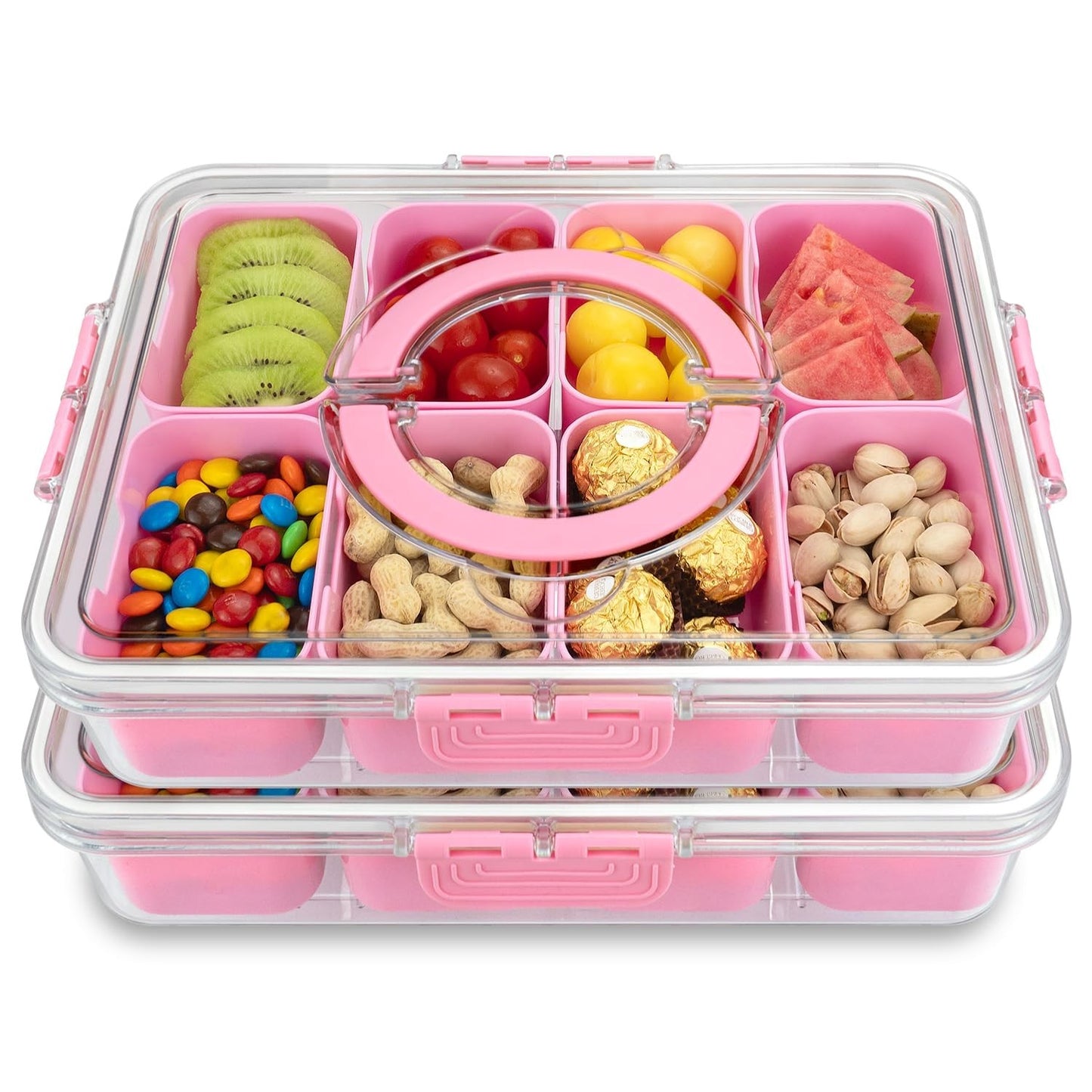 Optimized eBay Title:  "Portable Divided Snack Tray with Lid & Handle - 8 Compa1