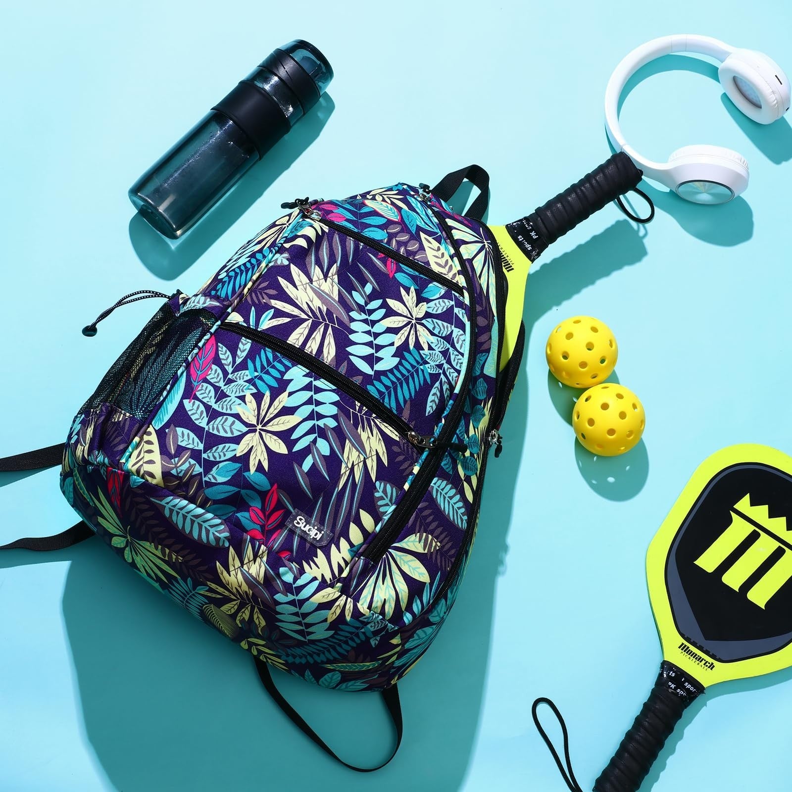 Convertible Pickleball Backpack - Water-Resistant, Large Capacity, Holds 6 Paddl3