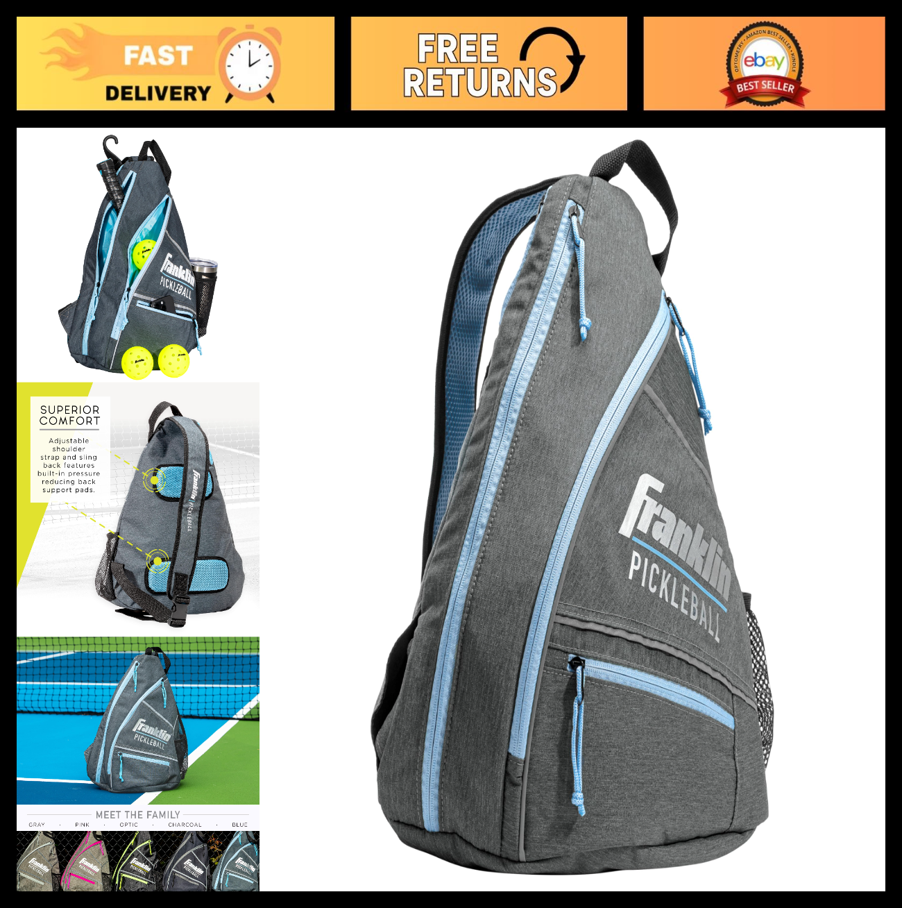 Pickleball Sling Bag Backpack - Lightweight, Durable, Adjustable Straps, Storage0
