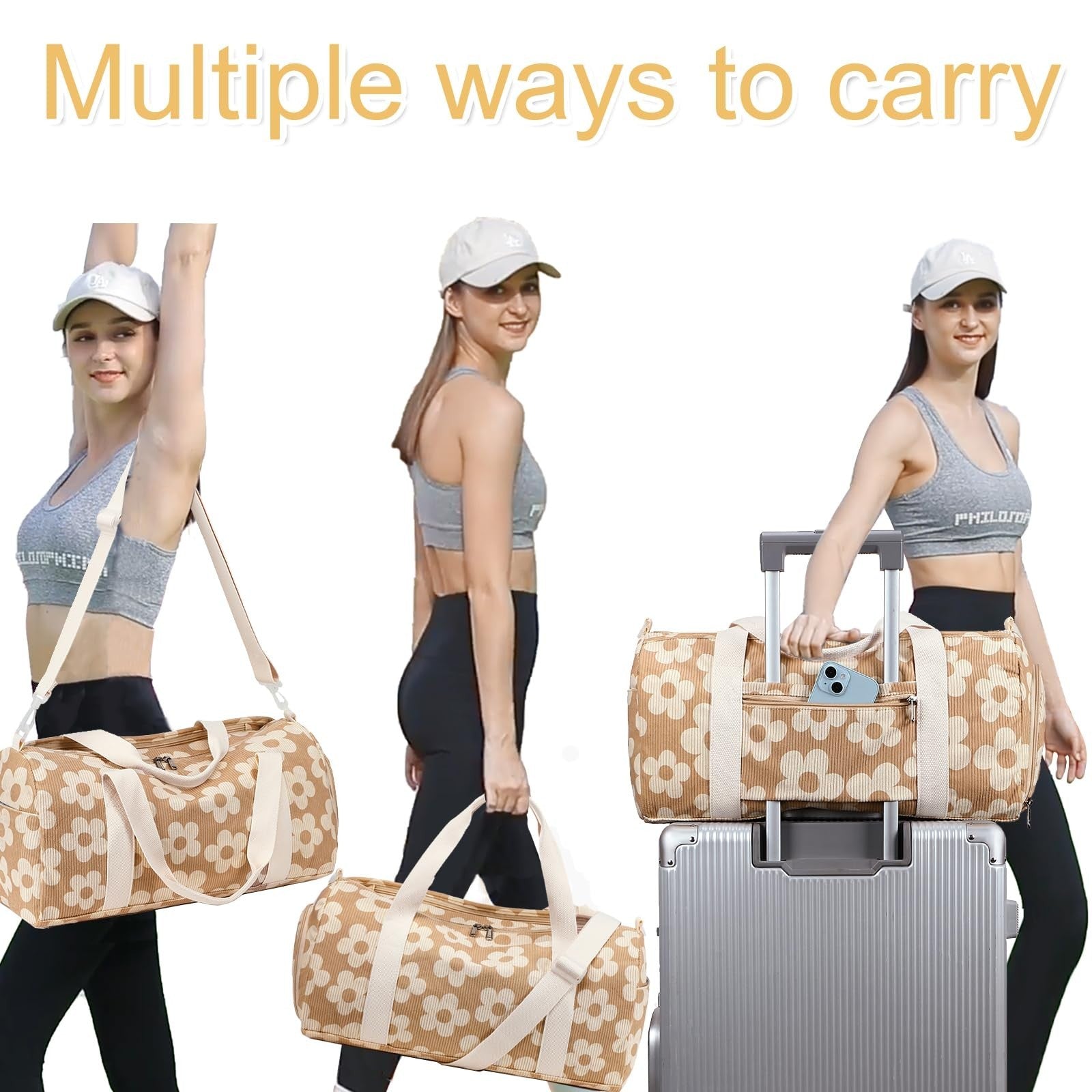 Cute Duffle Bag for Girls - Waterproof Gym Bag with Shoe Compartment & Wet Pocke2