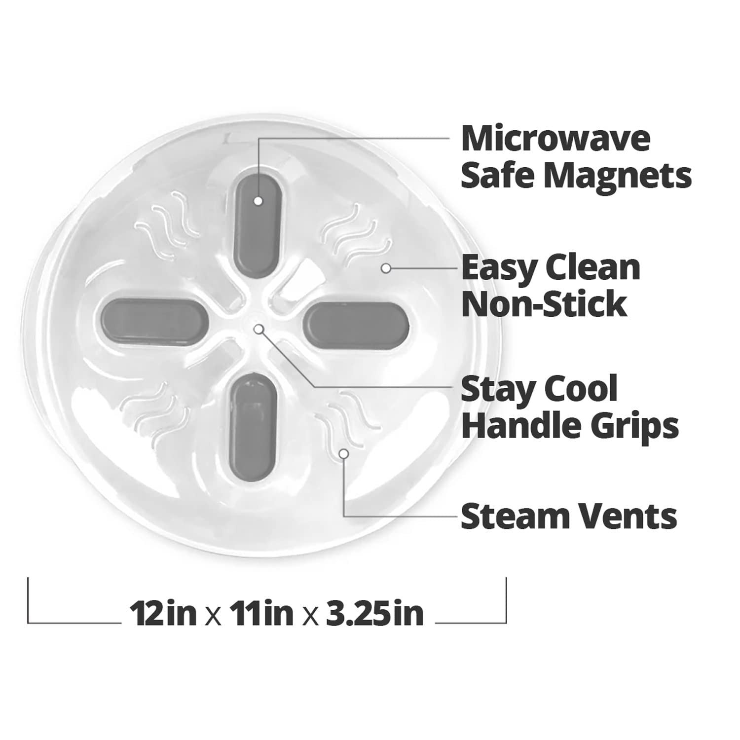 Magnetic Microwave Splatter Cover   12" BPA Free, Vented Lid, Anti Splash, Dishw8