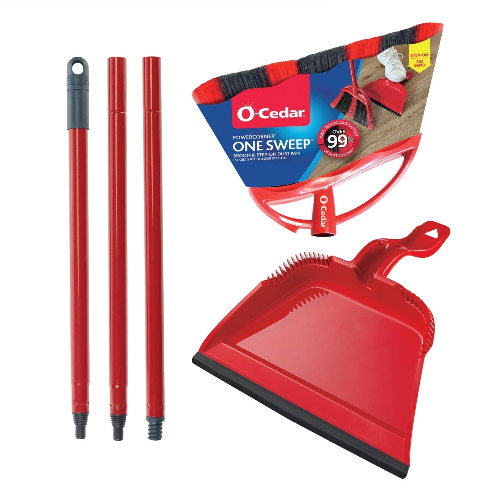 Sweep Broom & Step-On Dustpan Set | Wave Bristles for 99% Dirt Removal | Lightwe21