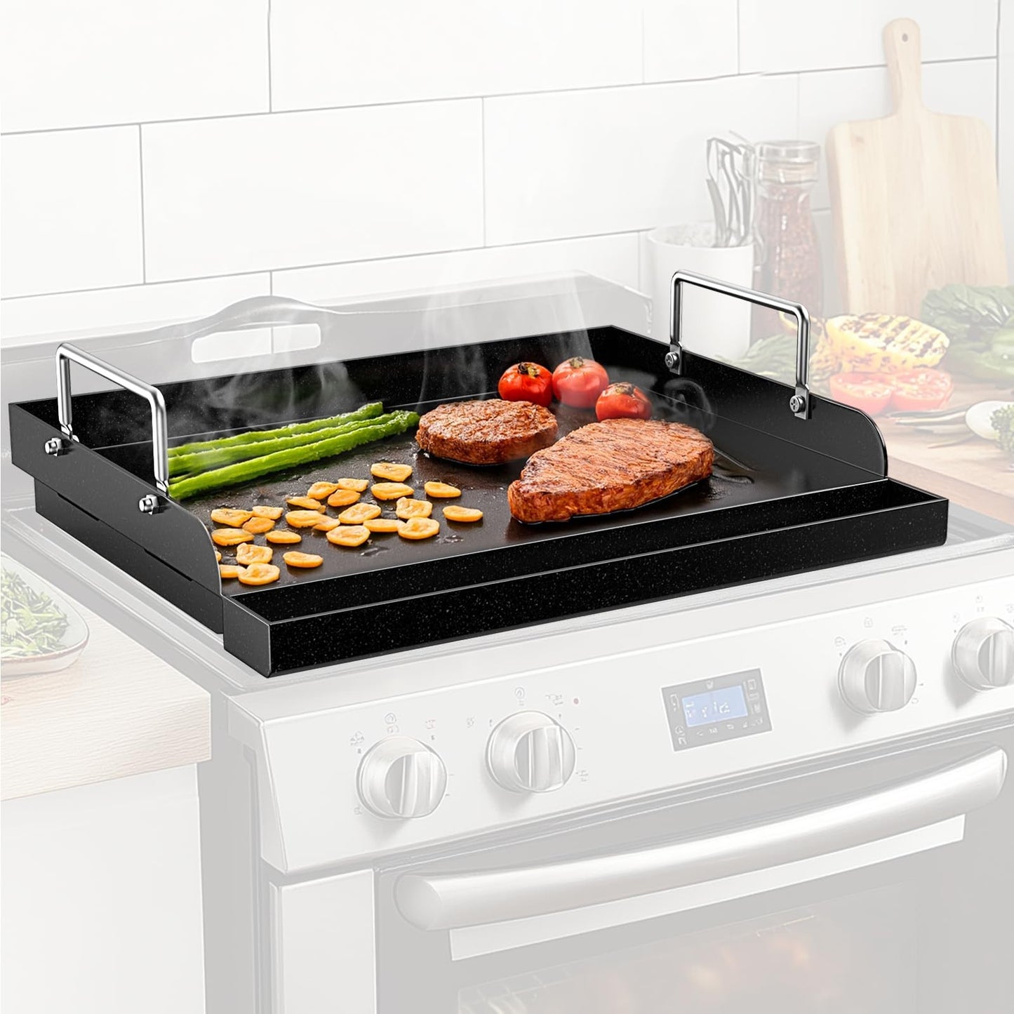Nonstick Heavy-Duty Griddle Plate - Universal Flat Top for Gas Grill, Charcoal,0