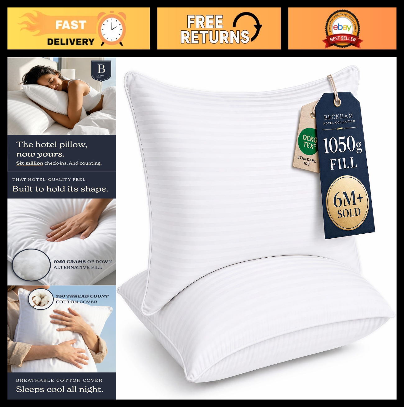 Soft Down Alternative Bed Pillows Set of 2 - Standard/Queen Size, Comfort for Al0