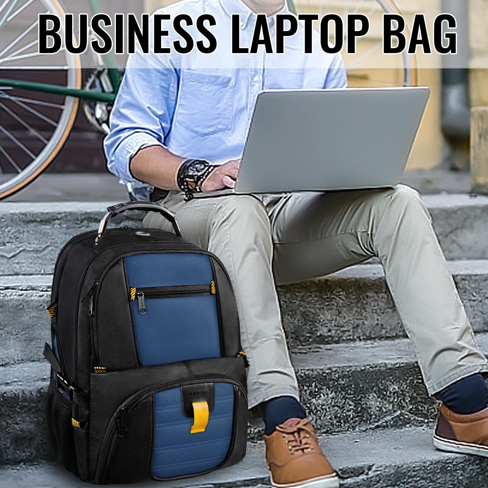 Large Laptop Backpack for Men, Heavy Duty Travel Bag, Waterproof, Multi Compartm4