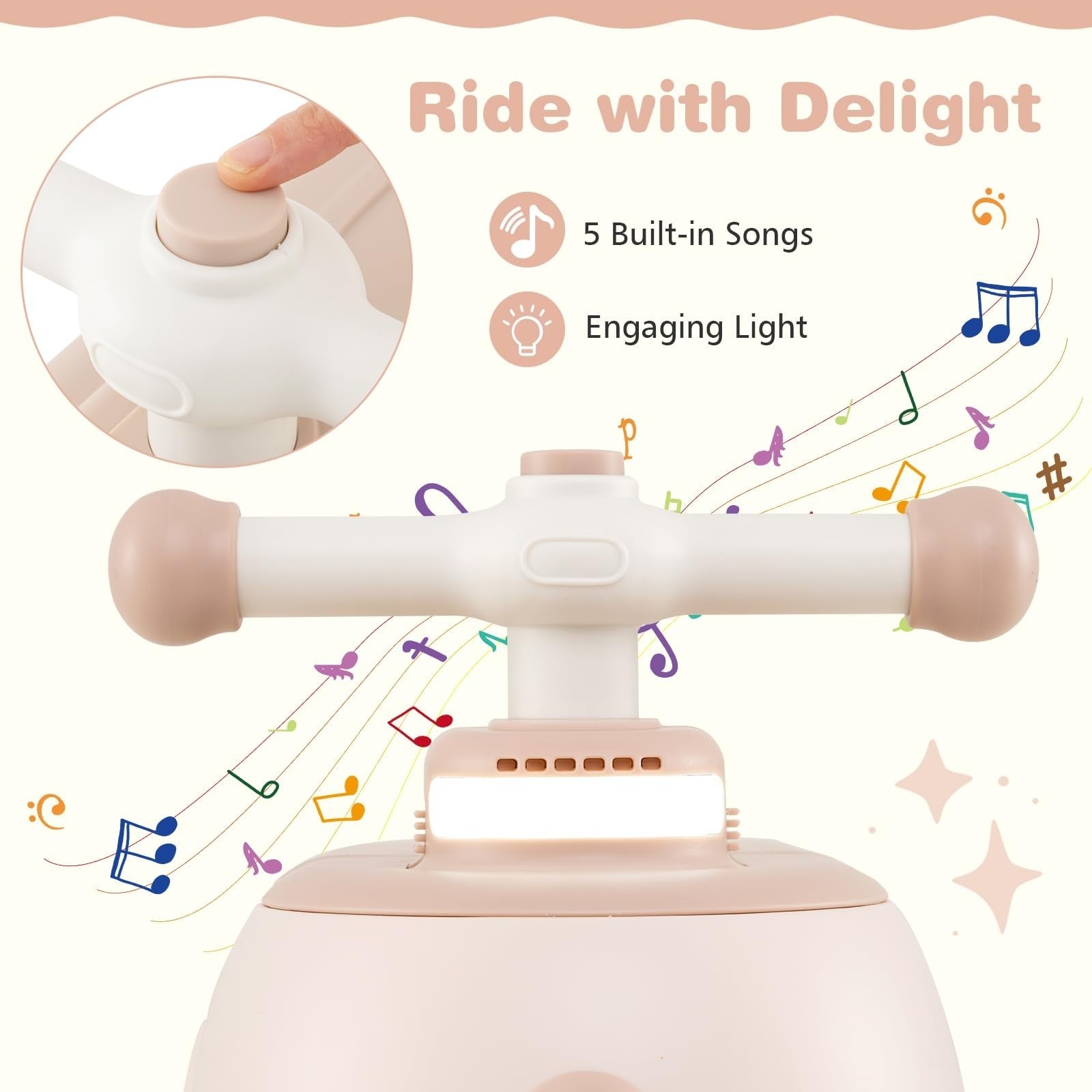 2-in-1 Toddler Ride-On Scooter with Trailer, Lights, Music & Storage - Kids 1+4