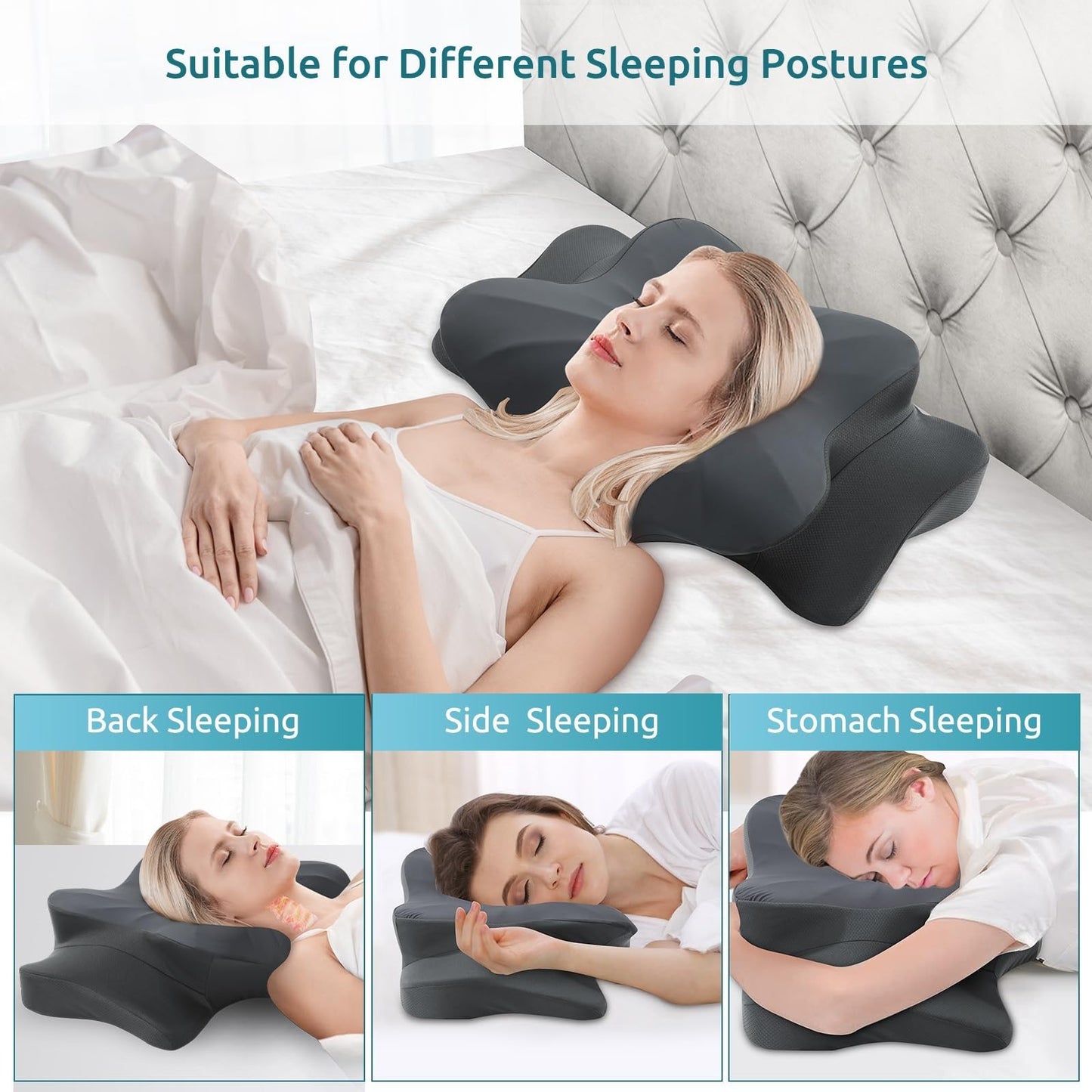 Cervical Pillow for Neck & Shoulder Pain Relief, Cooling Memory Foam, Ergonomic3
