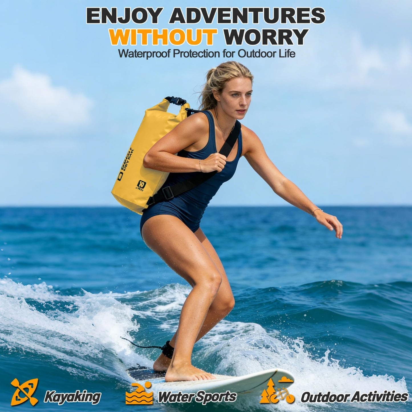 Waterproof Dry Bag - Lightweight Roll Top Backpack, 5L-40L for Travel, Kayaking,5
