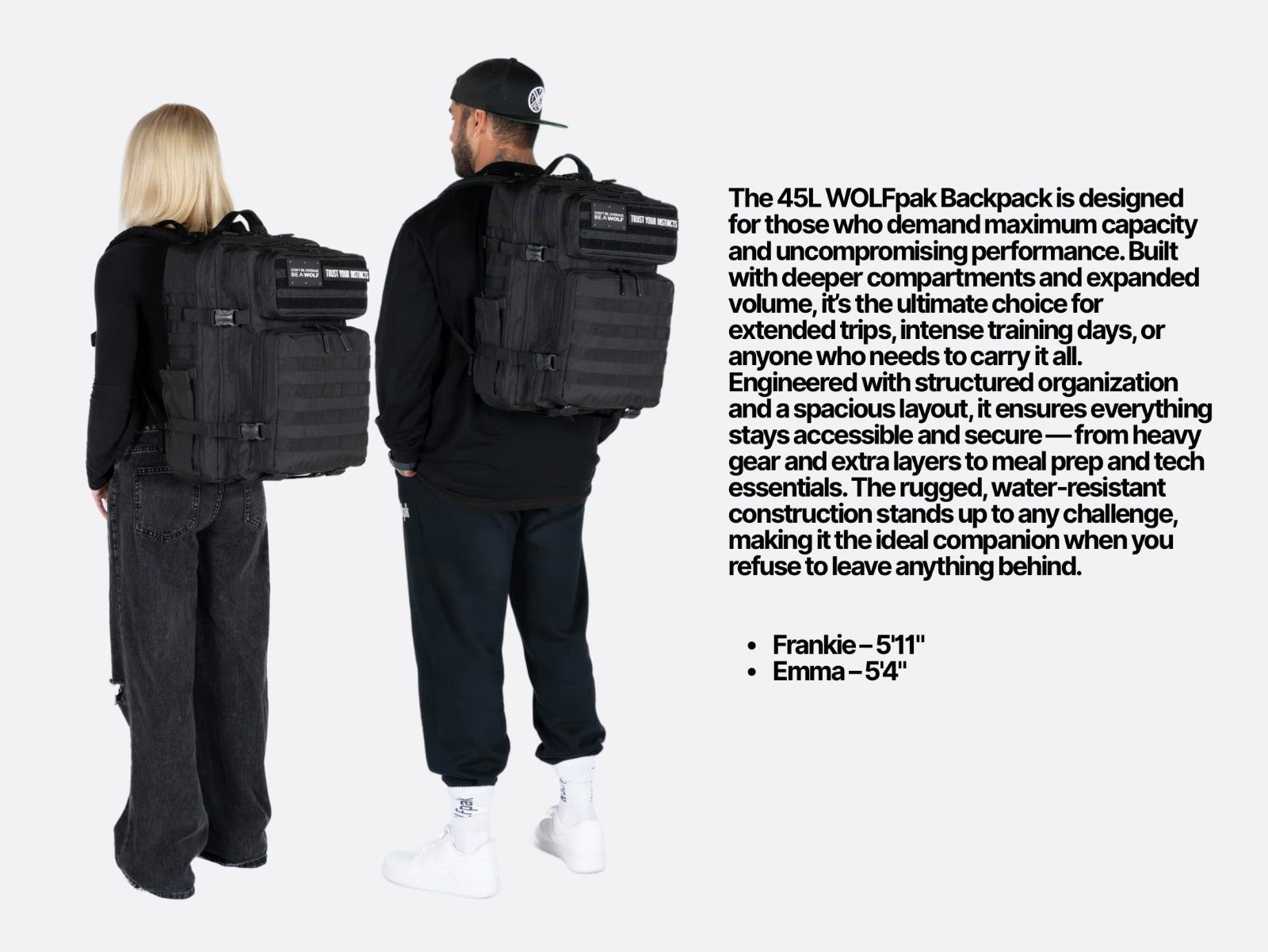 Durable 45L Waterproof Gym Backpack   1000D Oxford, MOLLE Webbing, Laptop Pocket2