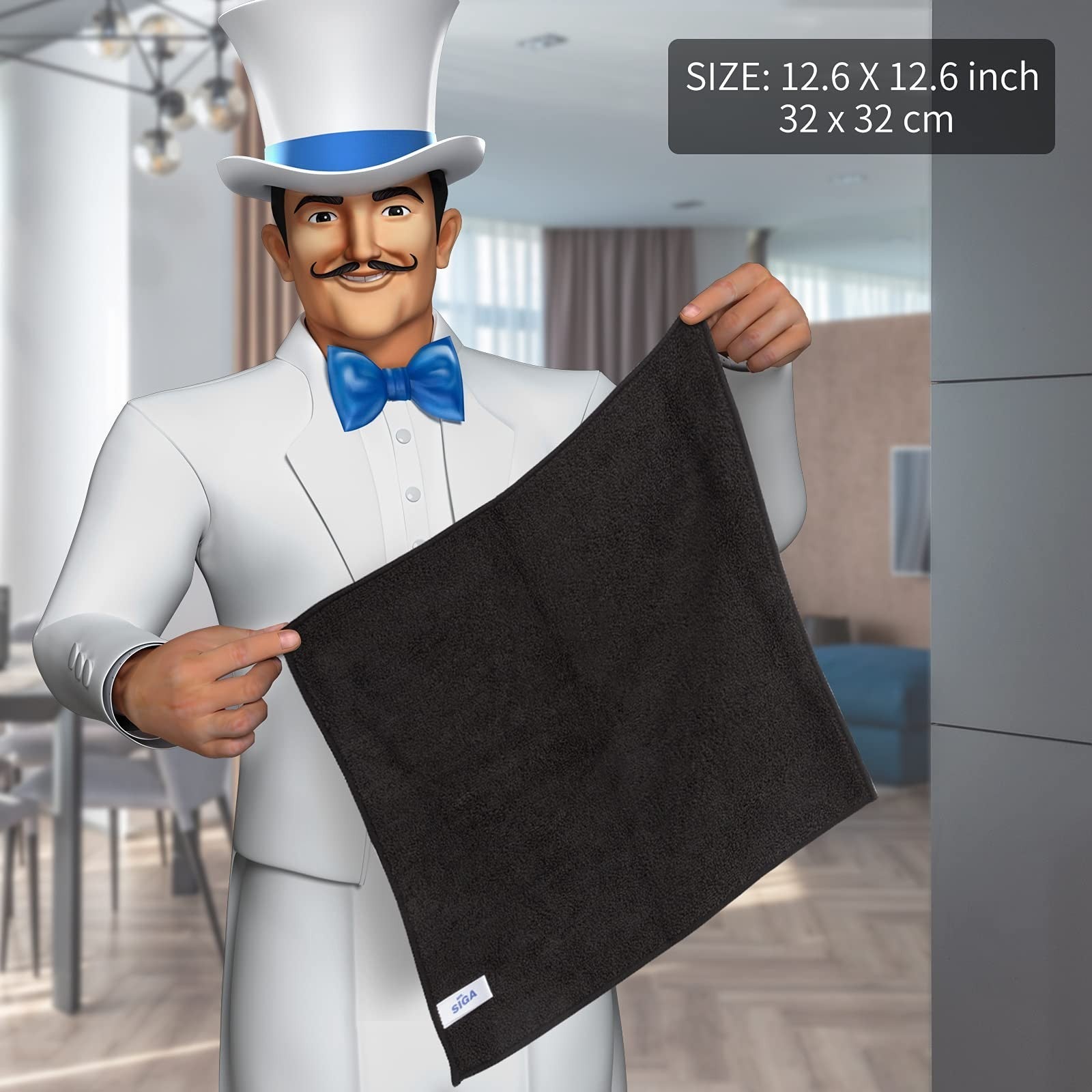 Streak-Free Microfiber Cleaning Cloths - 12 Pack, Ultra-Absorbent Towels2