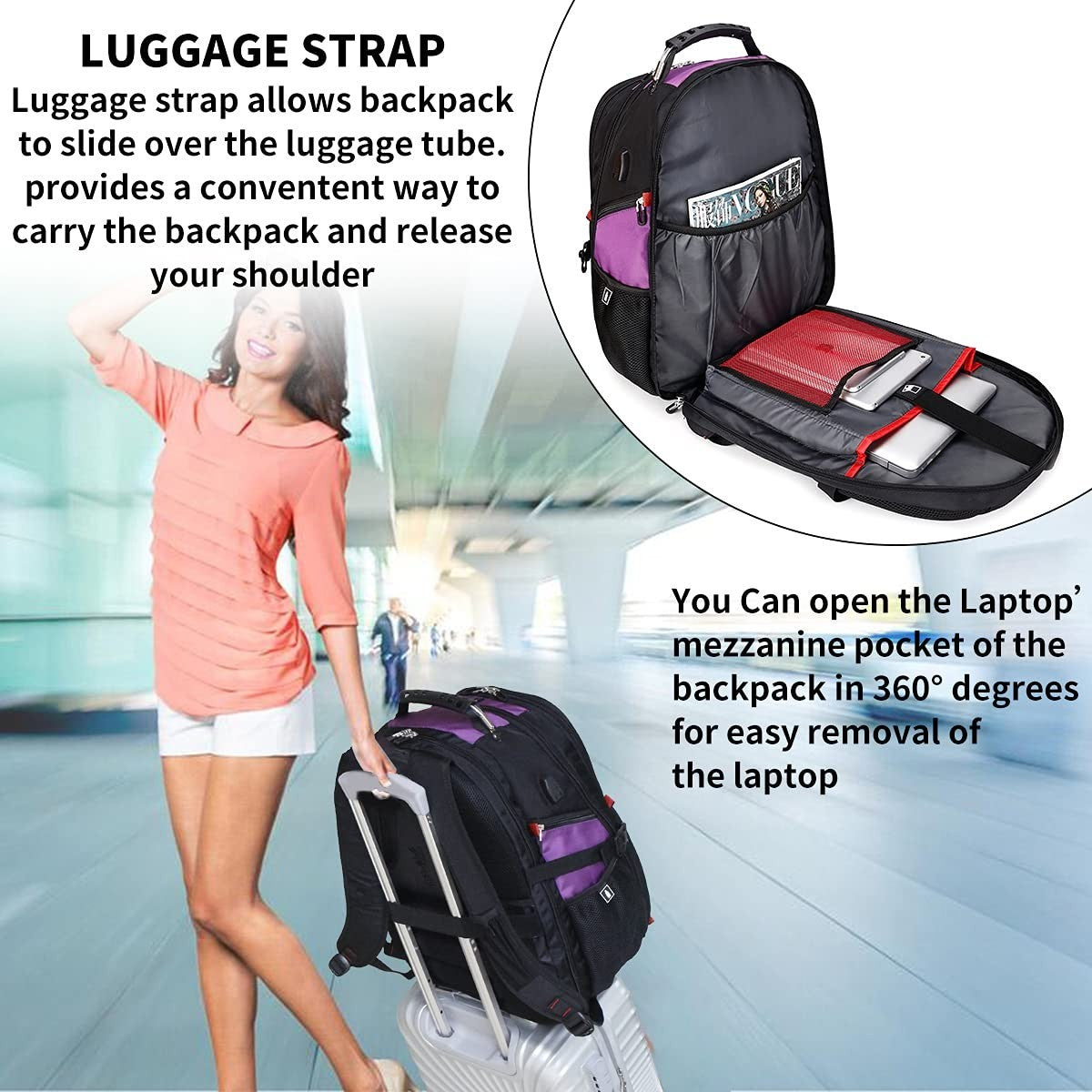 Large Travel Laptop Backpack for Women   Stylish Work & College Bag, Durable & S4