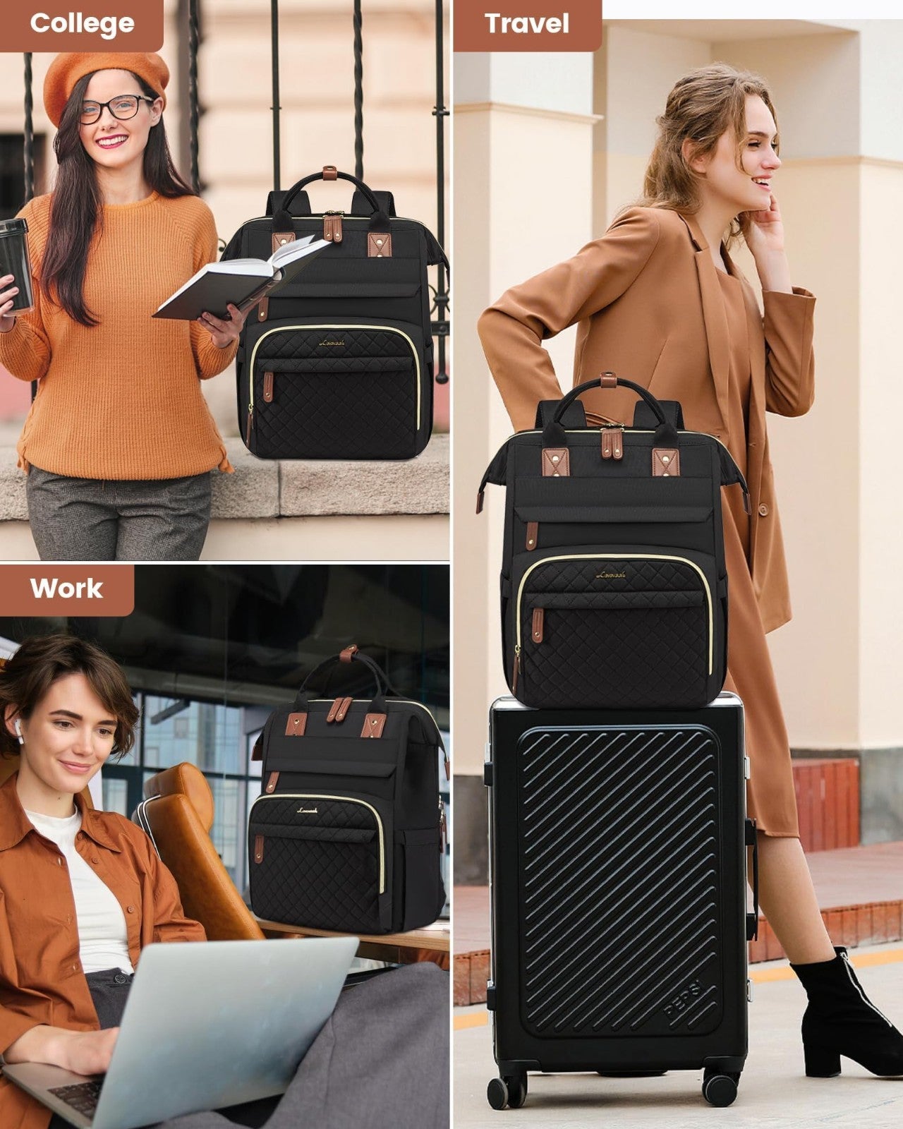 Quilted Laptop Backpack for Women   Stylish Work, Teacher & Nurse Purse7