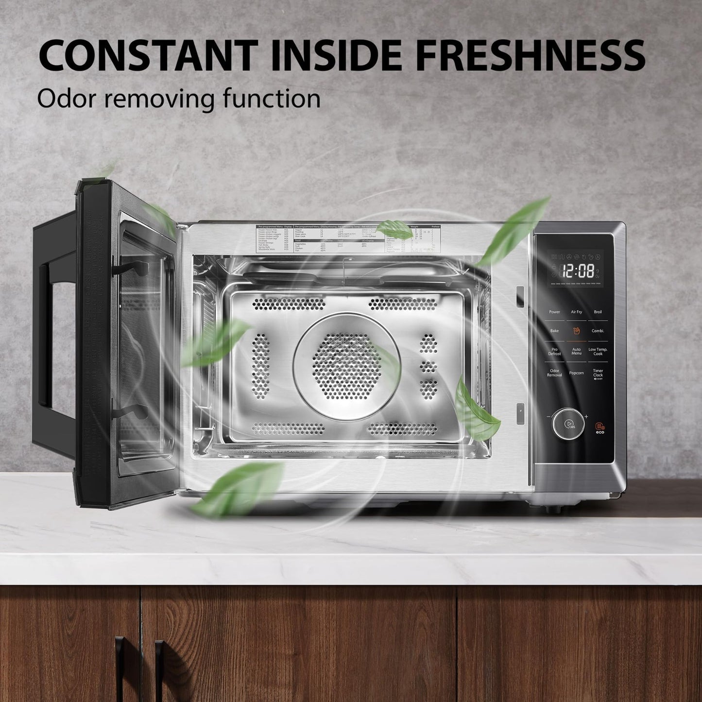 8 in 1 Air Fryer Microwave Combo, 1.0 Cu.Ft, Black Stainless Steel, Convection &6