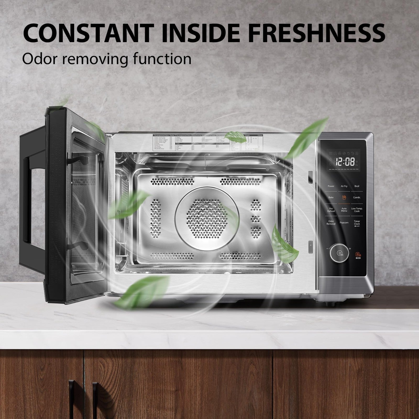 8 in 1 Air Fryer Microwave Combo, 1.0 Cu.Ft, Black Stainless Steel, Convection &6