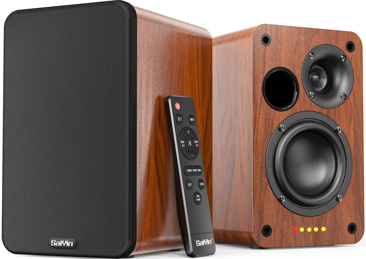 30W Bluetooth Bookshelf Speakers, 3.75" Woofer, Optical/Aux/Aux Inputs, TV/PC1