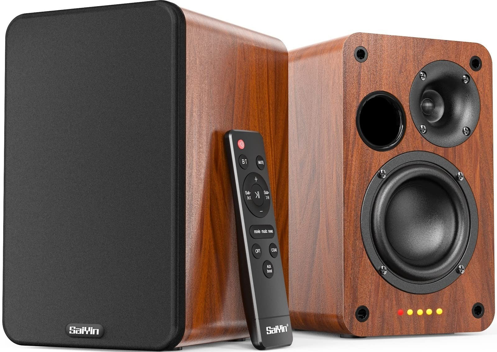 30W Bluetooth Bookshelf Speakers, 3.75" Woofer, Optical/Aux/Aux Inputs, TV/PC1