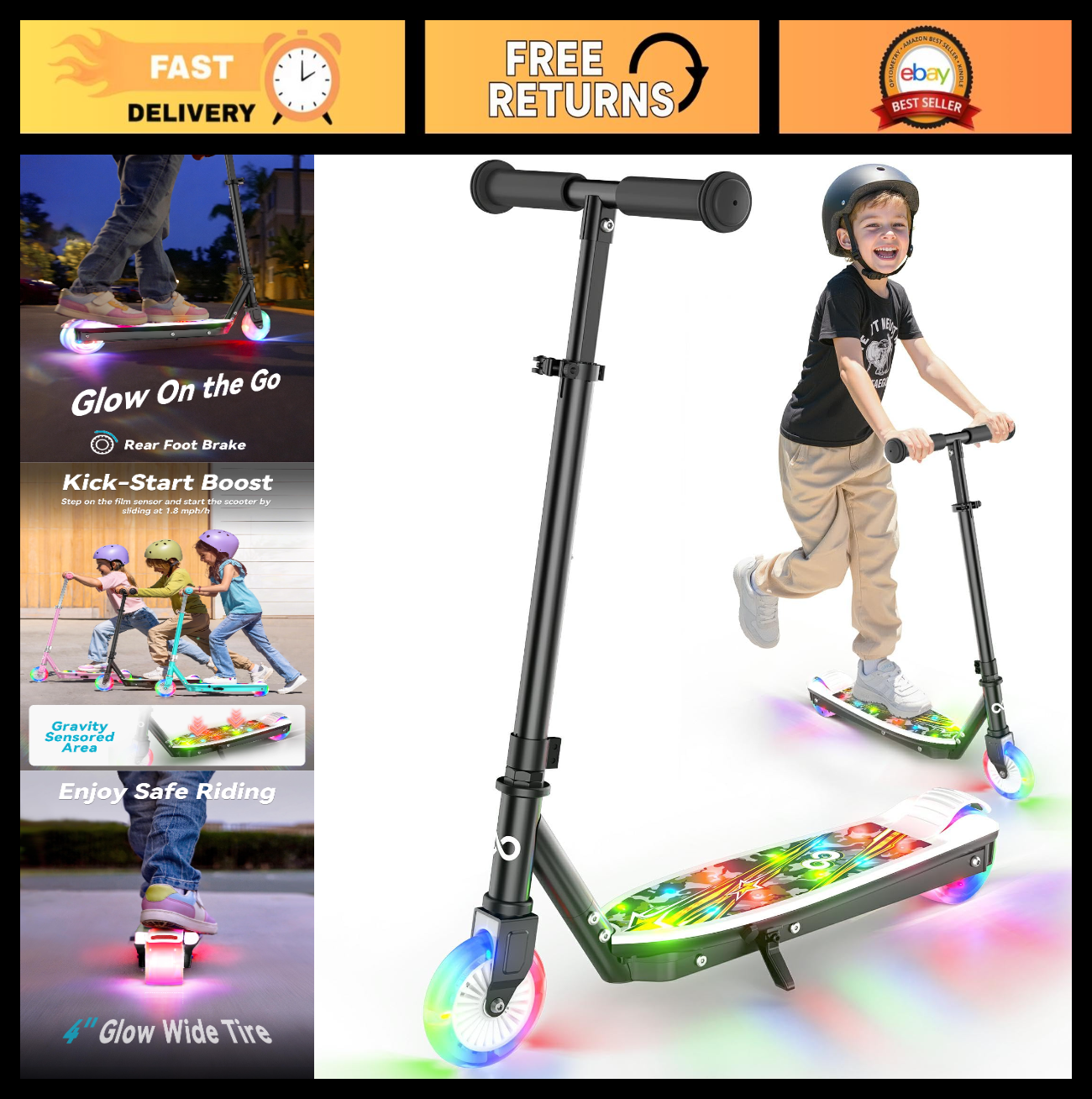Kids Electric Scooter 3-8 Years, Safe 5 MPH, Lightweight & Durable, Fun Ride0