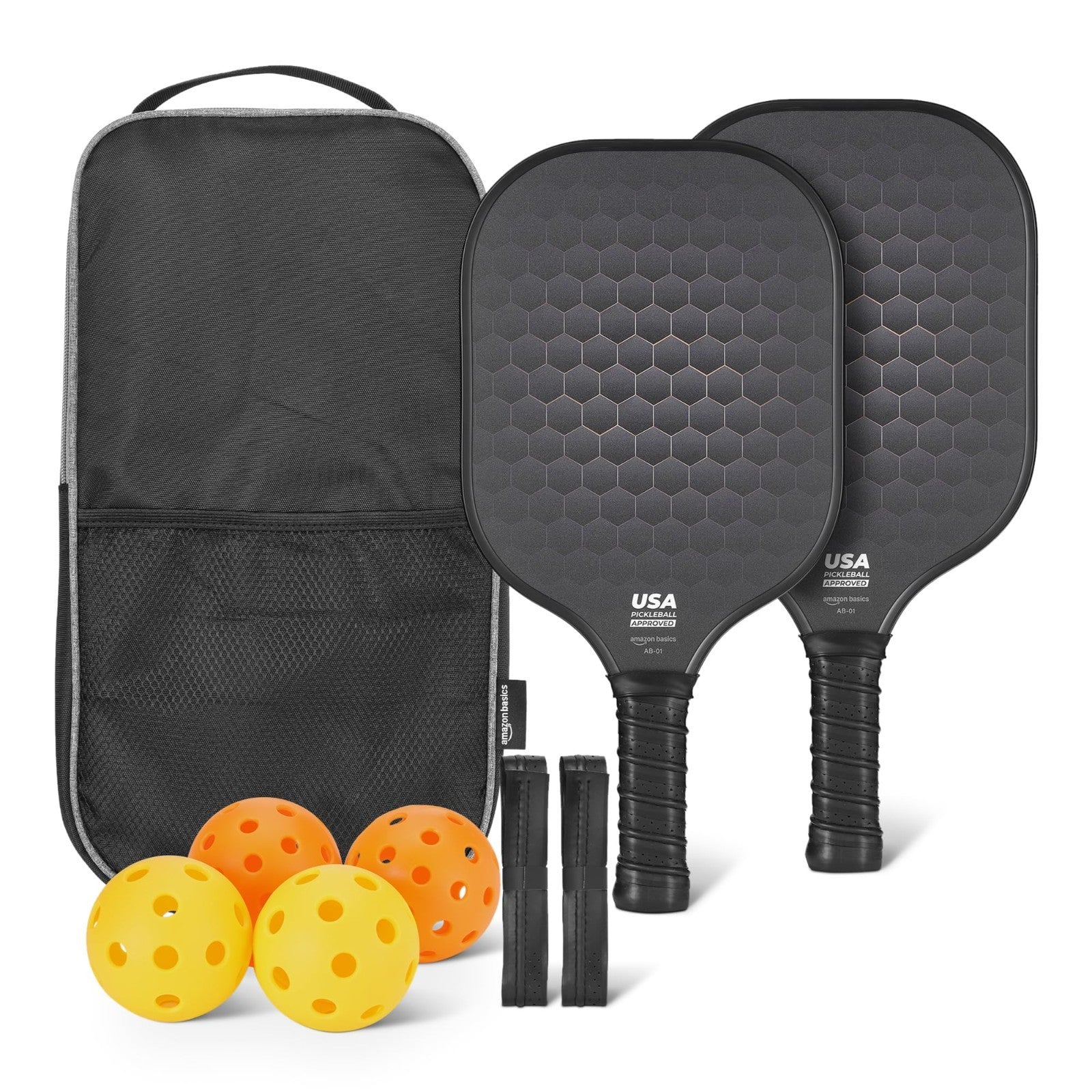 Set of 2 USAPA Approved Carbon Fiber Pickleball Paddles with 4 Balls & Carry Bag1