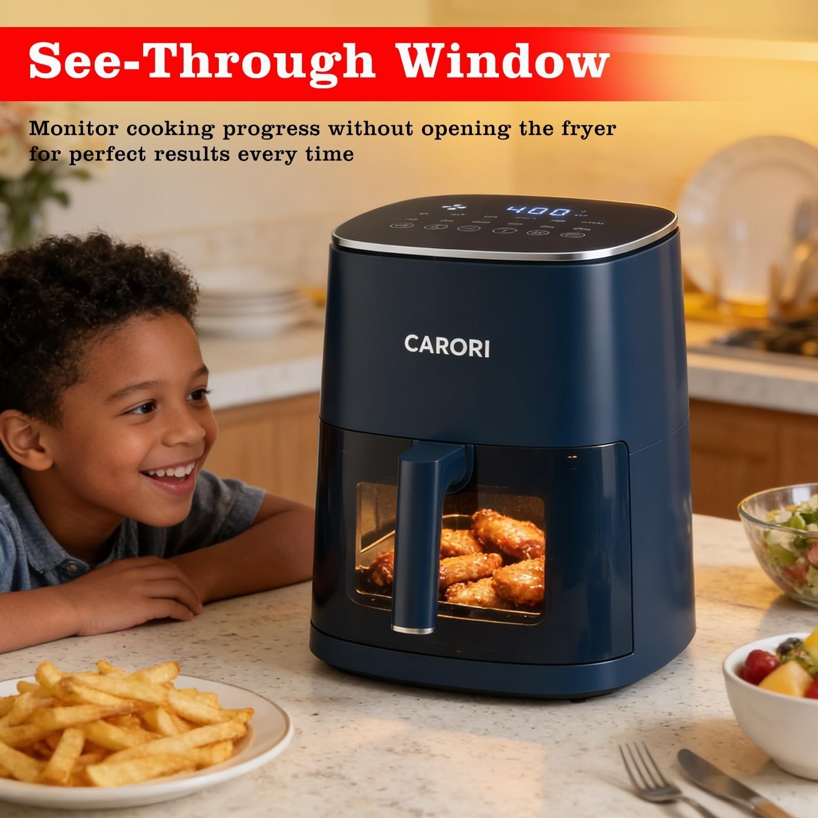 6Qt Air Fryer with Viewing Window, 12 Cooking Presets, 1700W, Nonstick Basket4