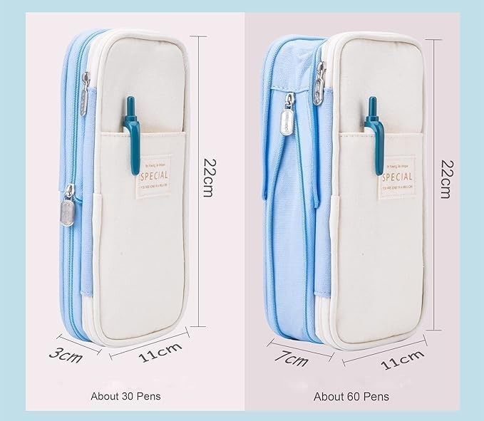 Large Storage Pencil Case Bag   Zippered Organizer Pouch for Office & Travel, Bi3