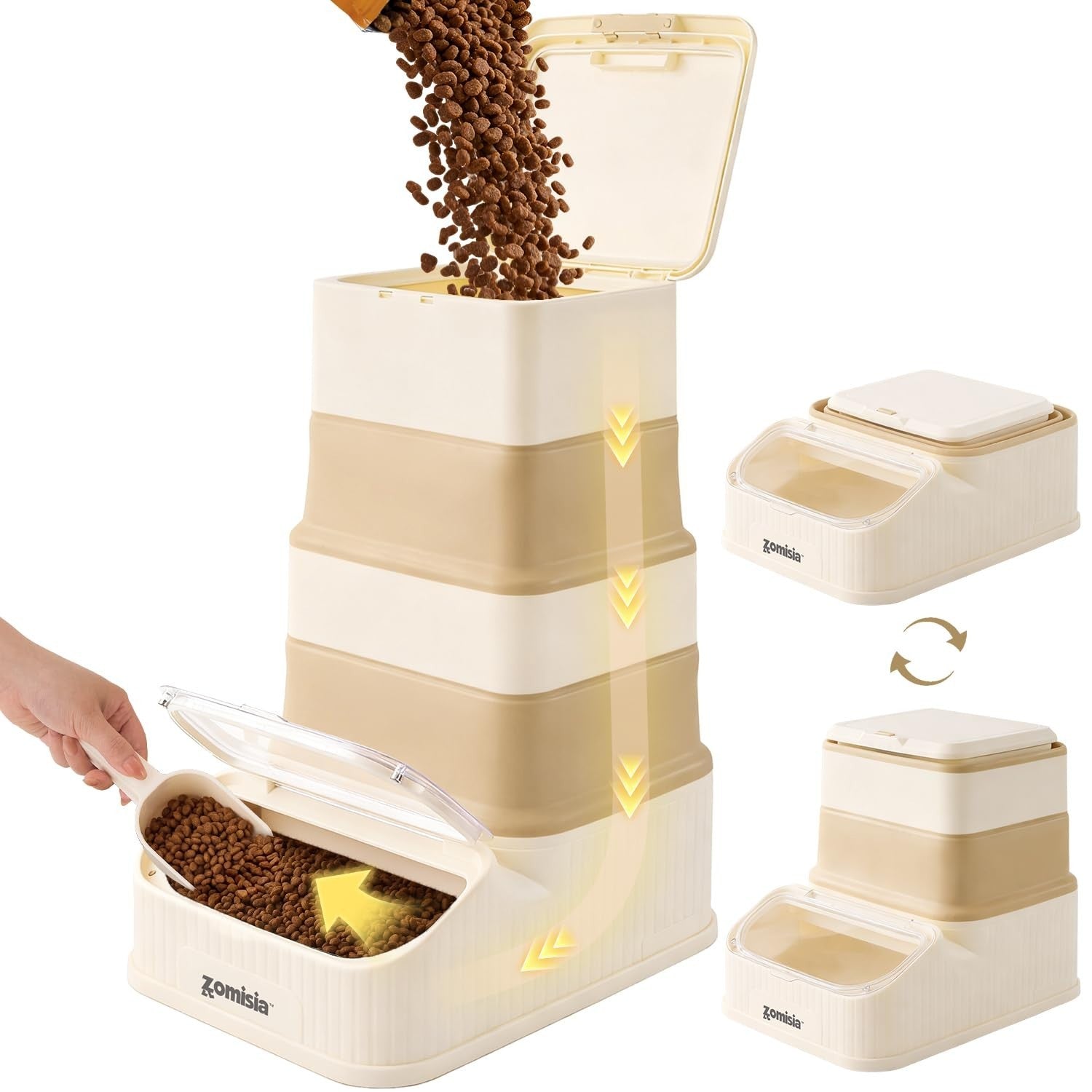 Collapsible Dog Food Storage Container 30 40lbs, FIFO Design, Airtight & Durable1