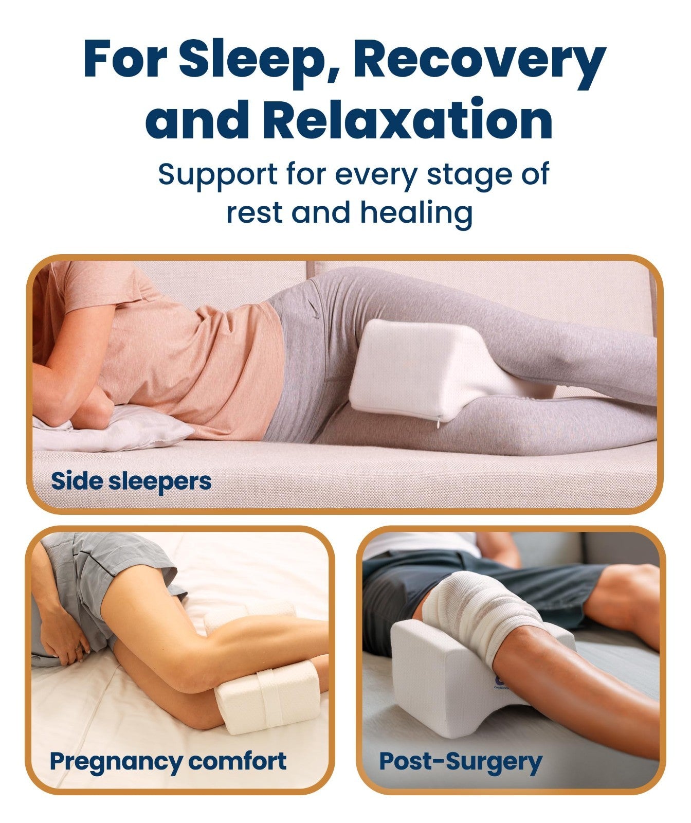 Memory Foam Knee Pillow for Side Sleepers   Sciatica Pain Relief, Adjustable Str7