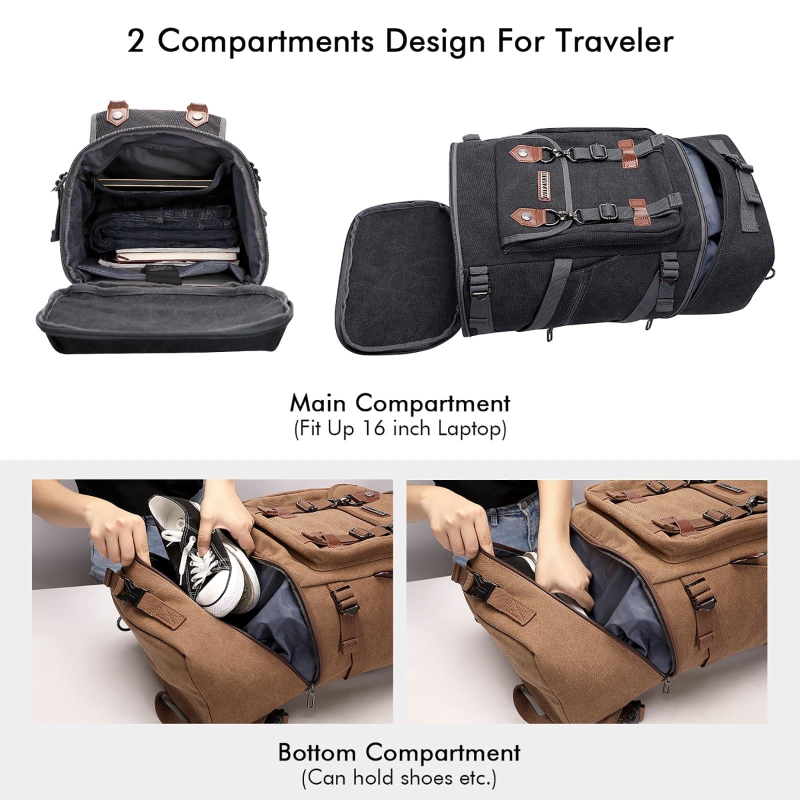 Travel Backpack for Men & Women, Carry On Airline Approved, Lightweight & Durabl3