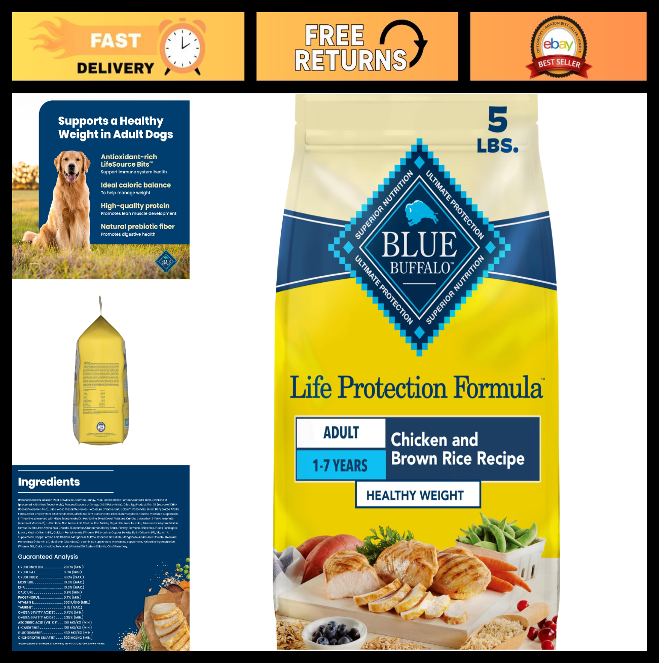 Healthy Weight Large Dog Food   Blue Buffalo Life Protection Formula, 5 lb Bag0