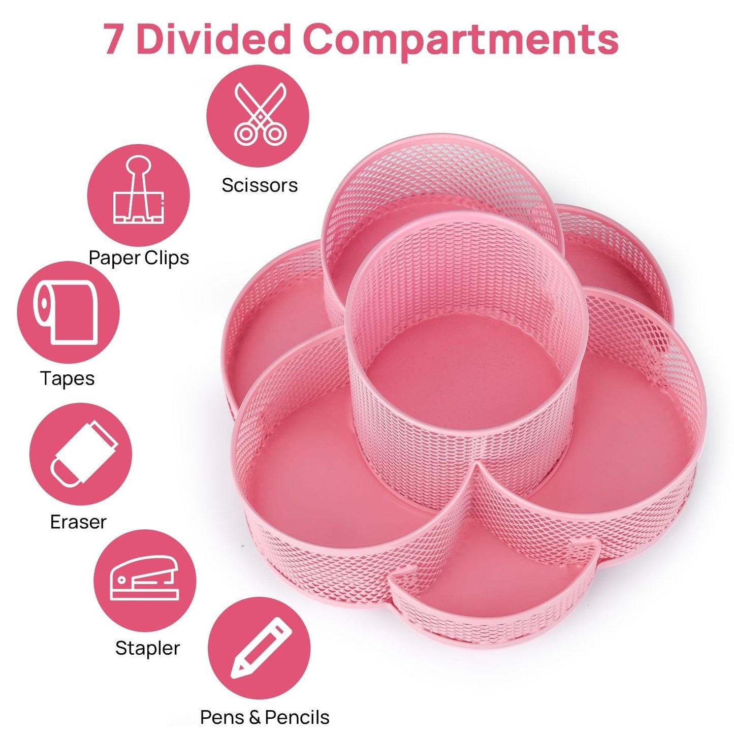 Pink Rotating Pencil Holder for Desk   Stylish Organizer for Office Supplies4