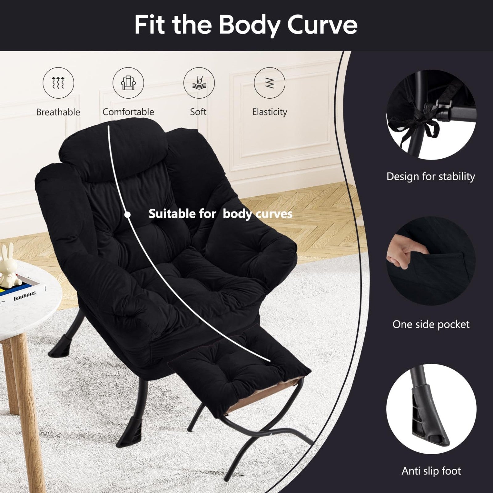 Here’s an optimized eBay title for the product:"Modern Lazy Chair with Folding3