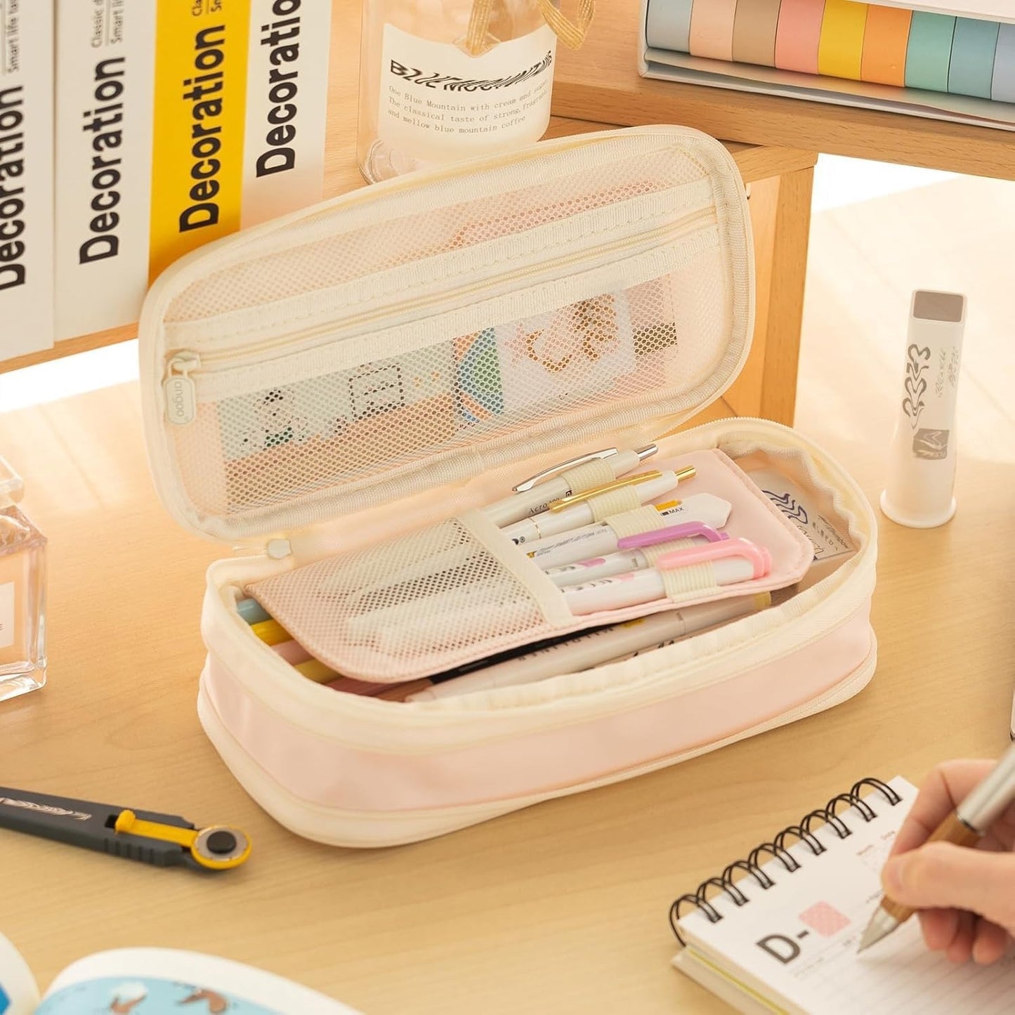 Large Capacity Pencil Case   Stylish Pink Pencil Pouch for School & Office Suppl2
