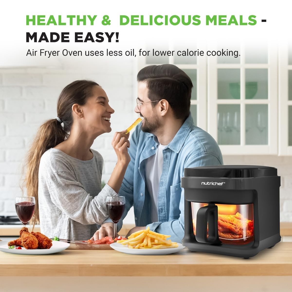 5.8 Quart Air Fryer with 8 Preset Modes, Transparent Fry Bowl, Precise Temp Cont2