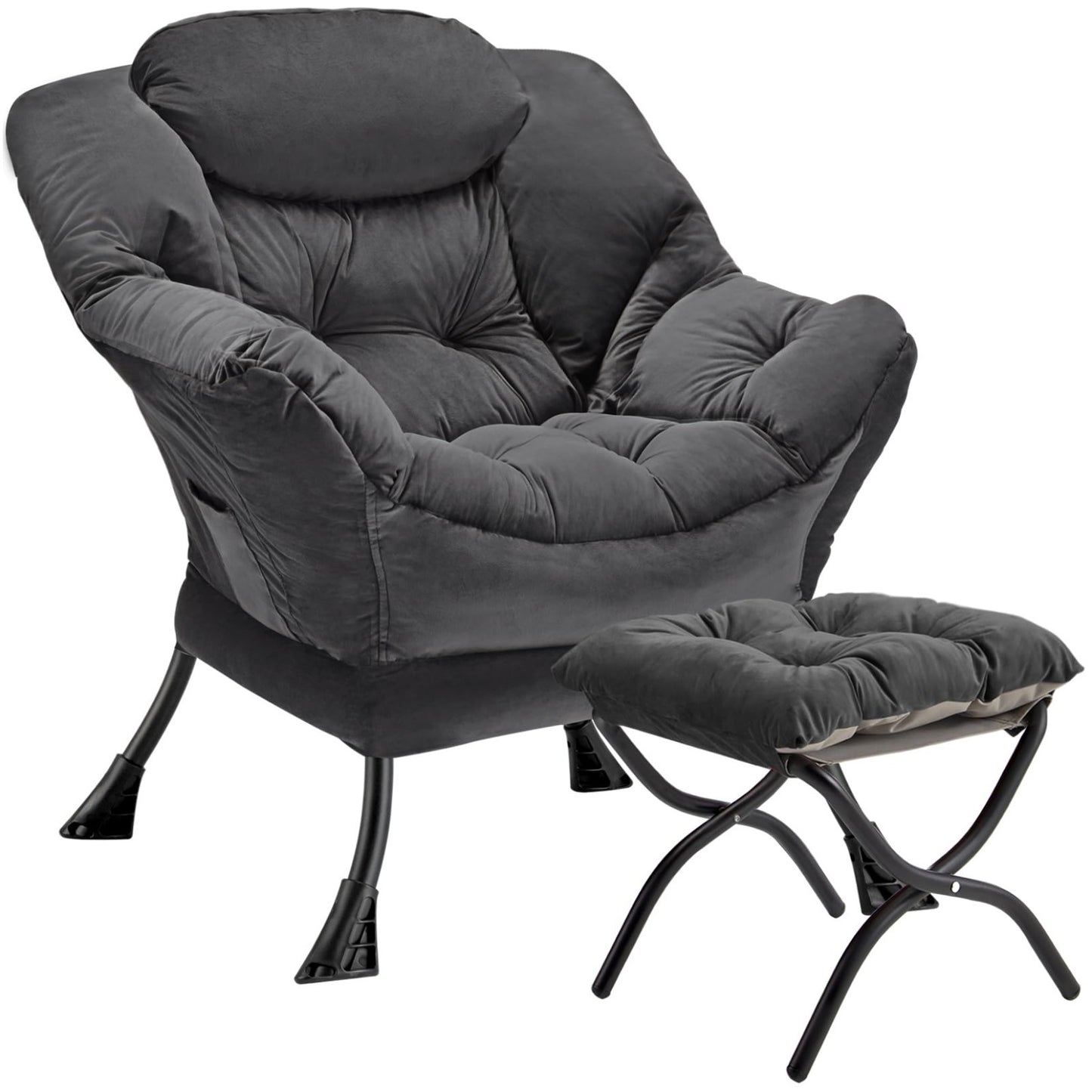 Modern Folding Ottoman Lazy Chair - Large Accent Armchair for Bedroom, Office &1