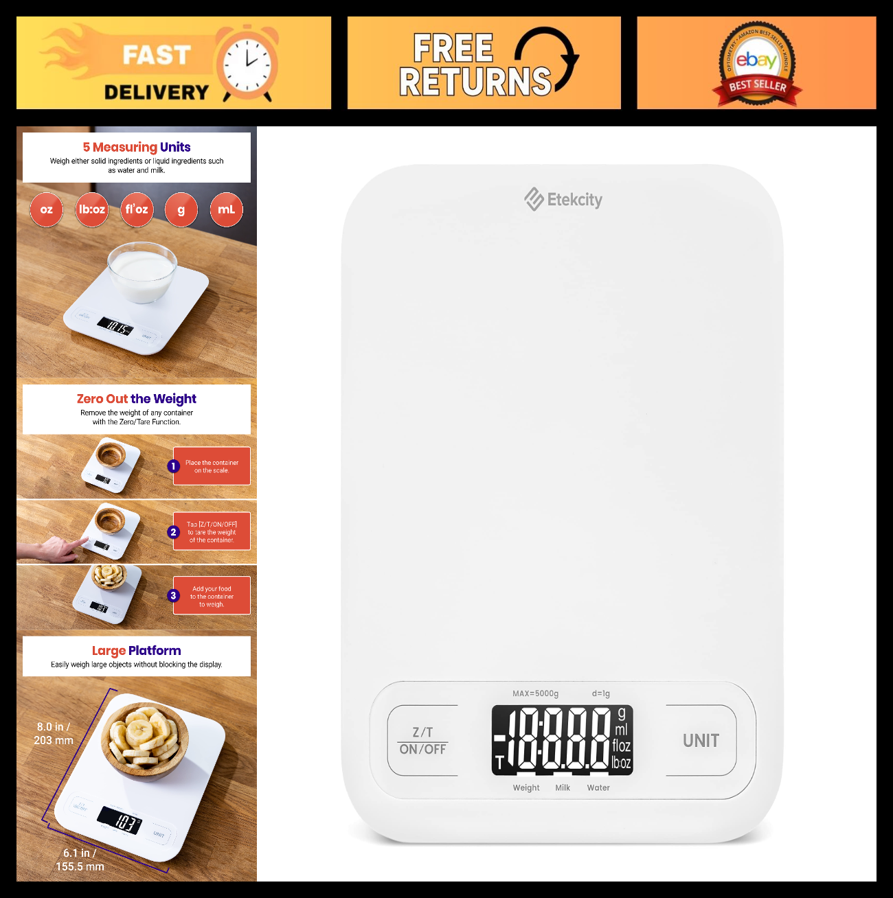 Digital Kitchen Scale   Grams & Ounces, Tare Function, Ideal for Baking, Keto, M0