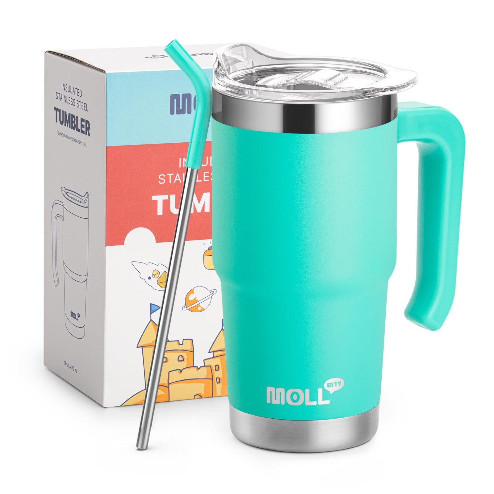 Optimized eBay Title:  16 oz Stainless Steel Insulated Tumbler with Lid & Straw1